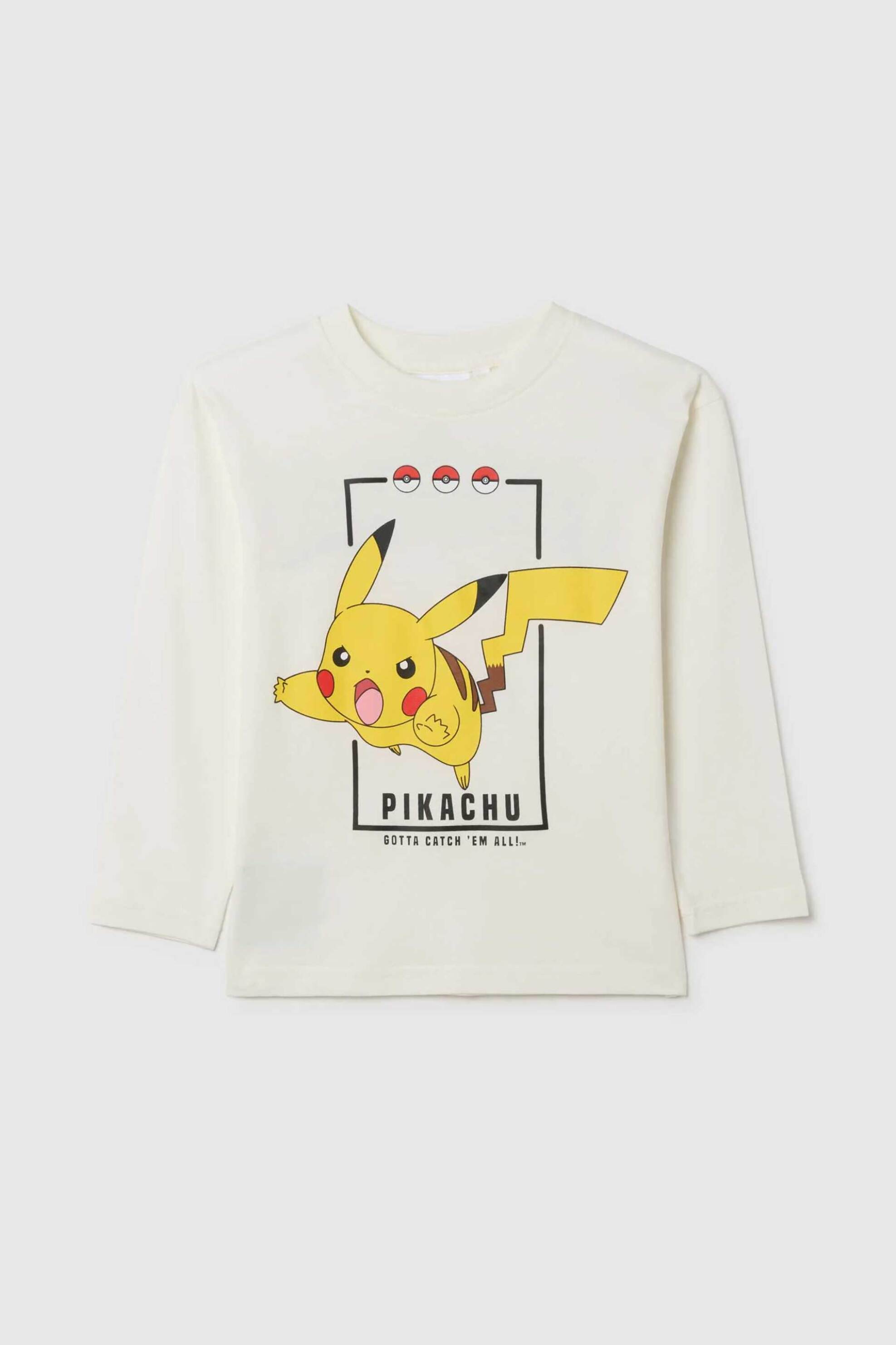 OVS παιδική μακρυμάνικη μπλούζα με print "Pokémon" Regular Fit - 002454870 Λευκό