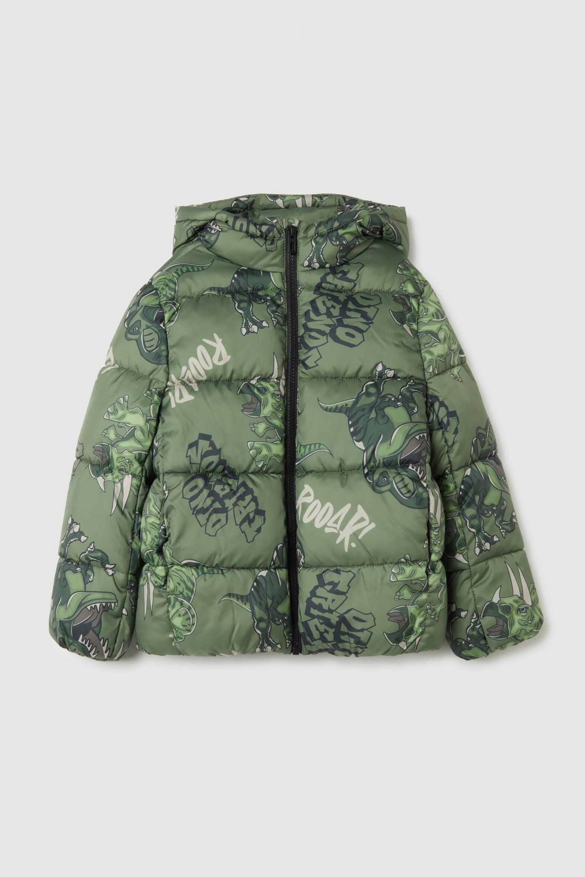 OVS παιδικό μπουφάν με καπιτονέ σχέδιο, all-over print και κουκούλα Regular Fit - 002446950 Πράσινο