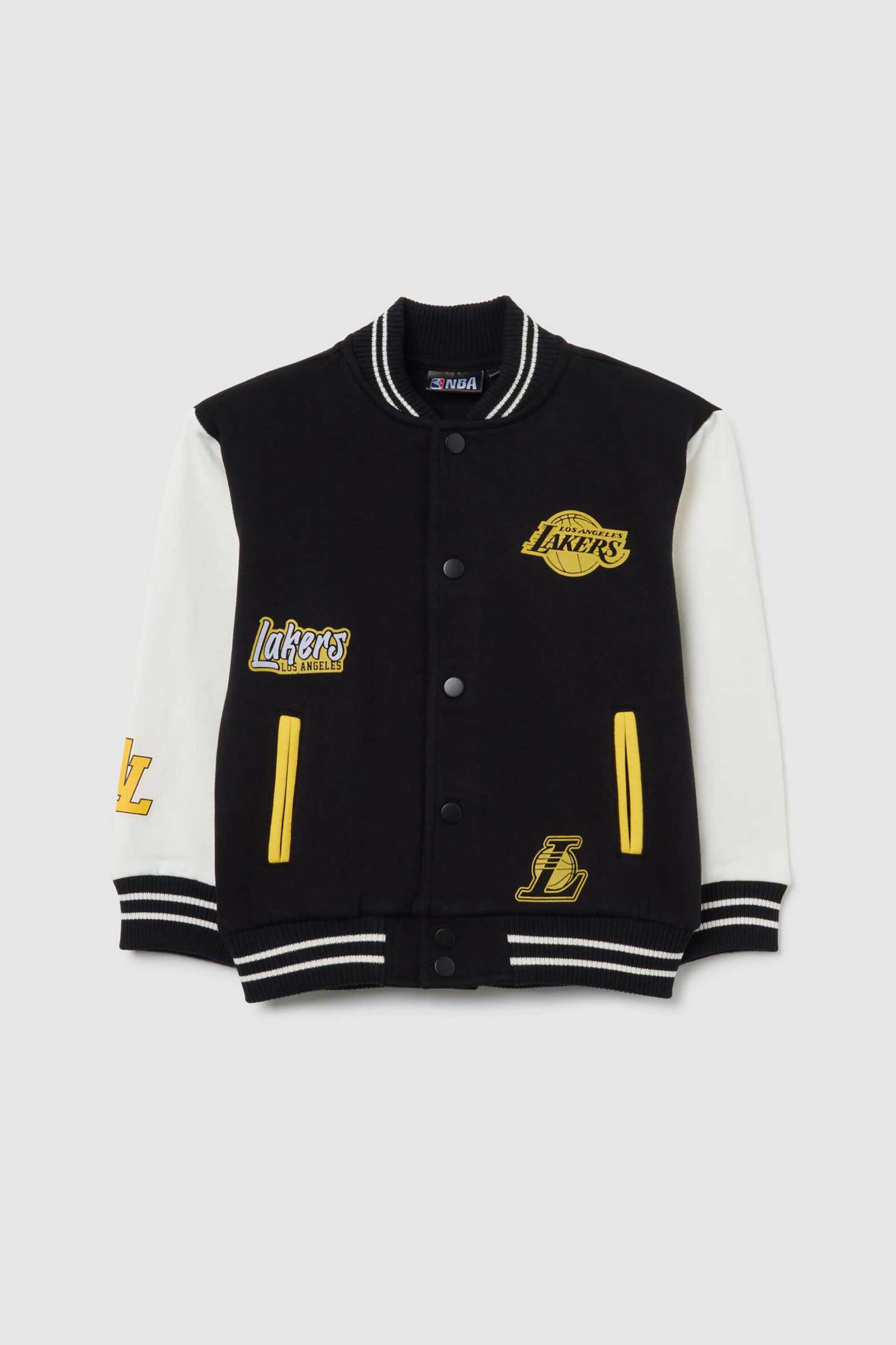 OVS παιδική ζακέτα φούτερ με print "Lakers" Oversized - 002447991 Μαύρο