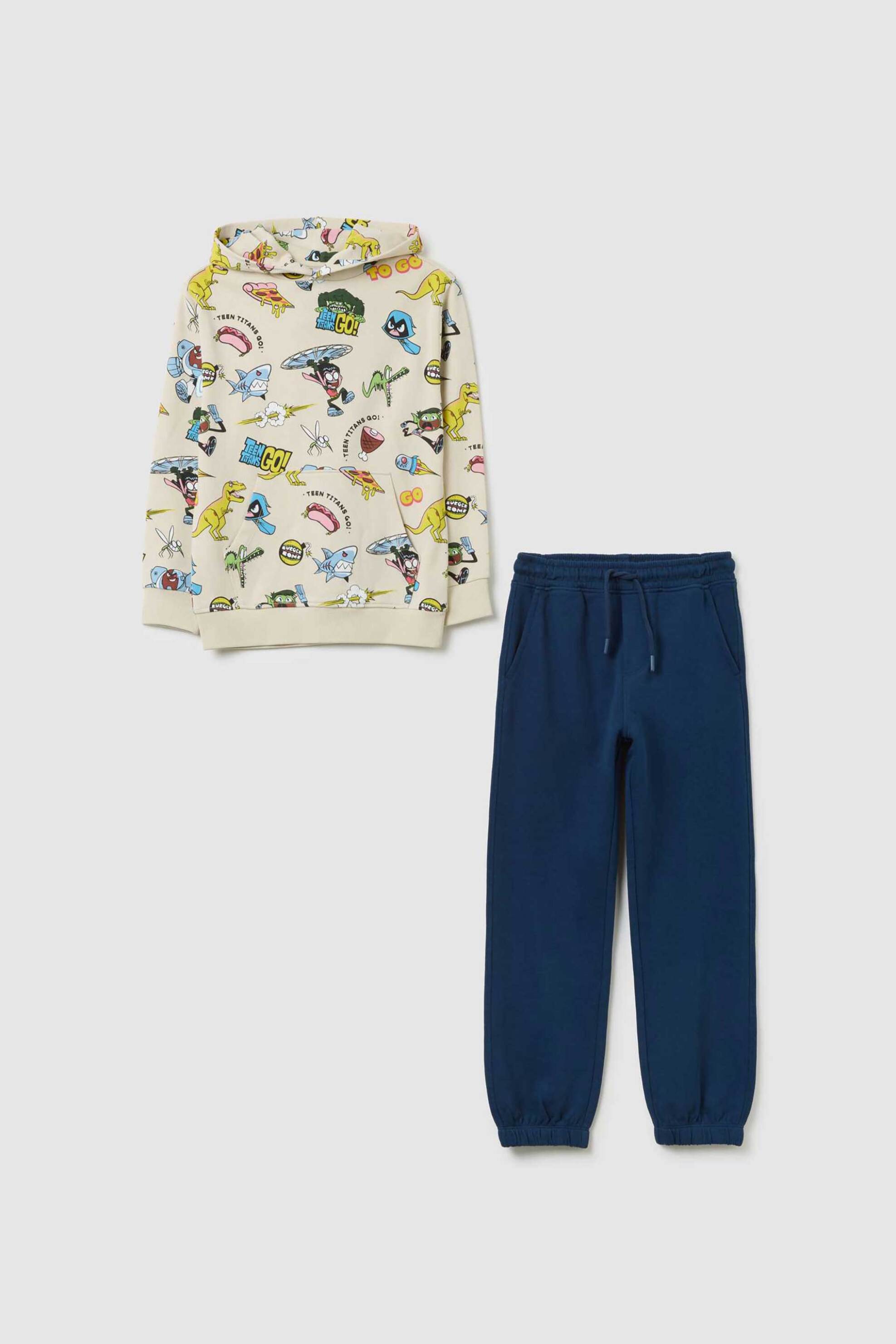 OVS παιδικό σετ μπλούζα φούτερ all-over print και παντελόνι φόρμας (2 τεμάχια) - 002448821 Εκρού