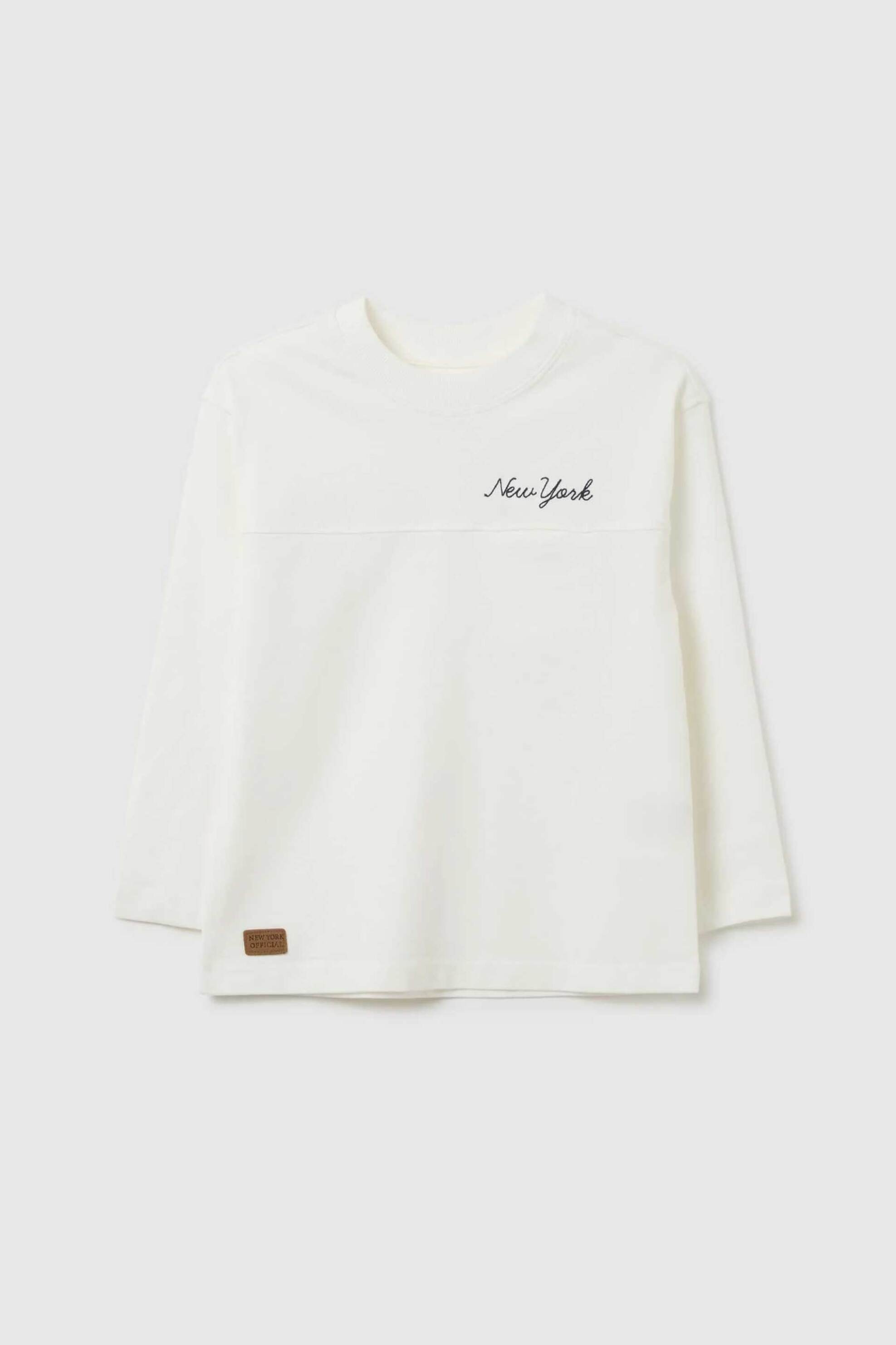 OVS παιδική μακρυμάνικη μπλούζα με lettering Regular Fit - 002463461 Λευκό