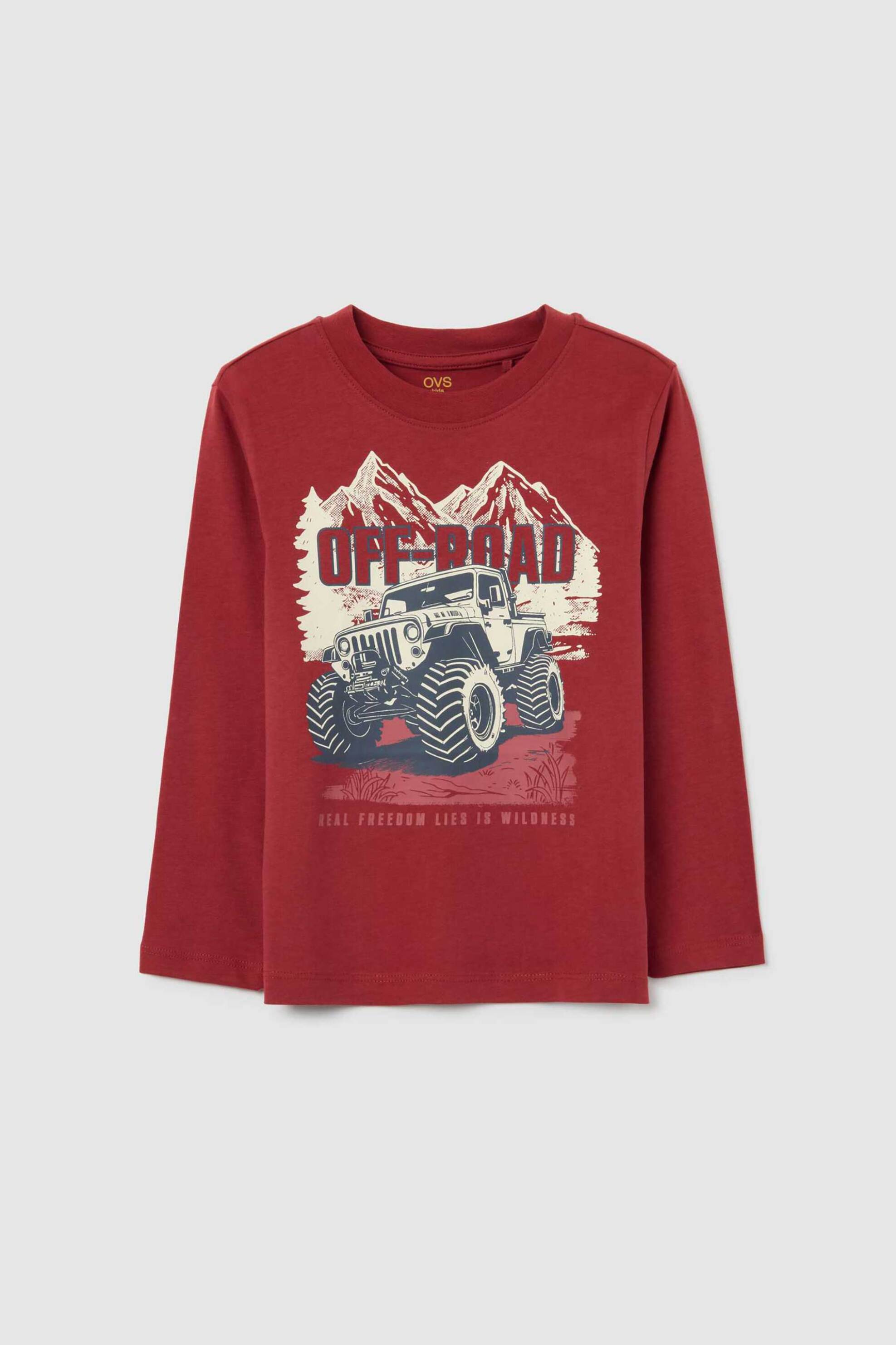 OVS παιδική μπλούζα με print Regular Fit - 002476912 Κόκκινο