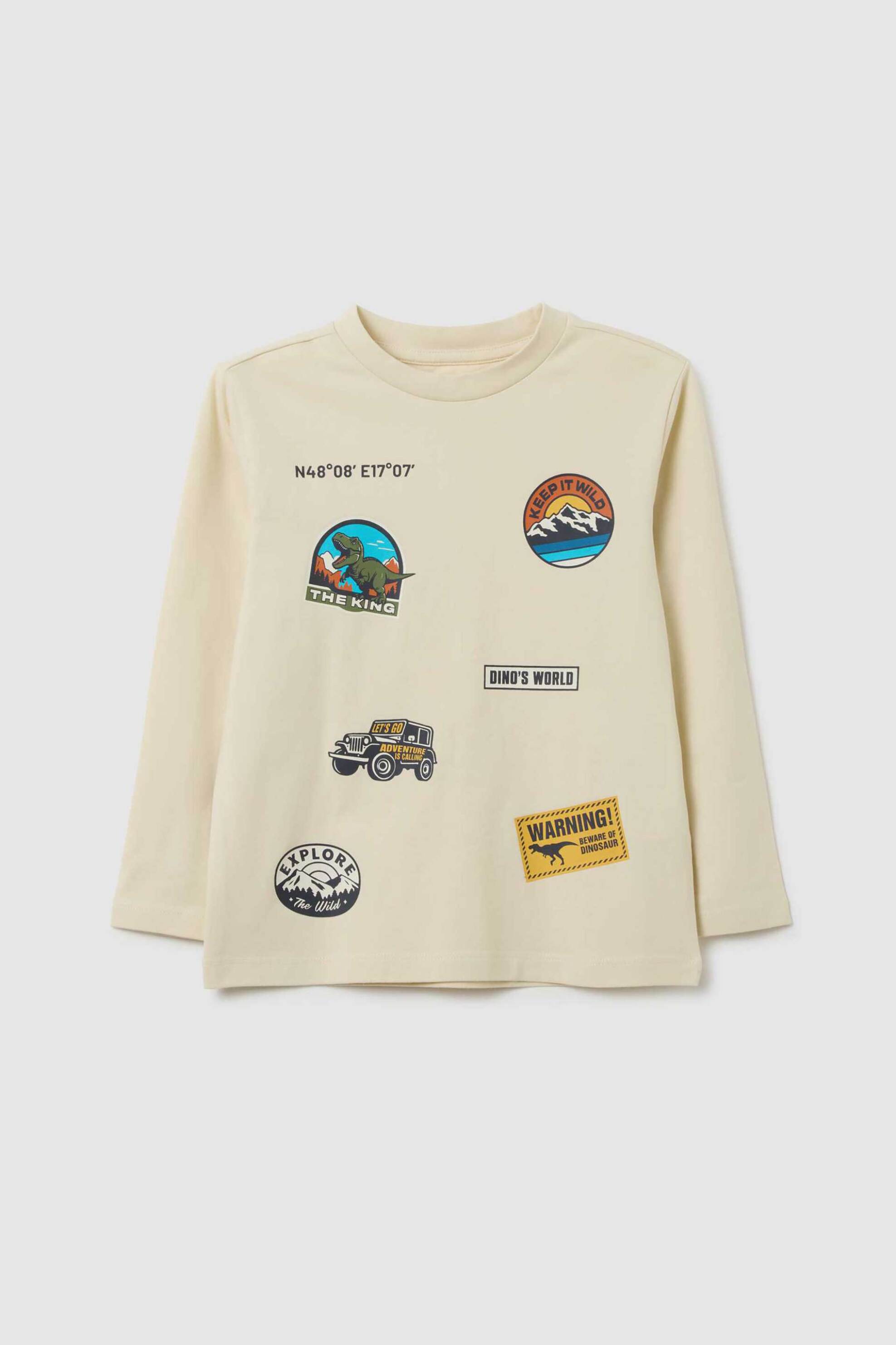 OVS παιδική μακρυμάνικη μπλούζα με all-over print Regular Fit - 002477101 Μπεζ