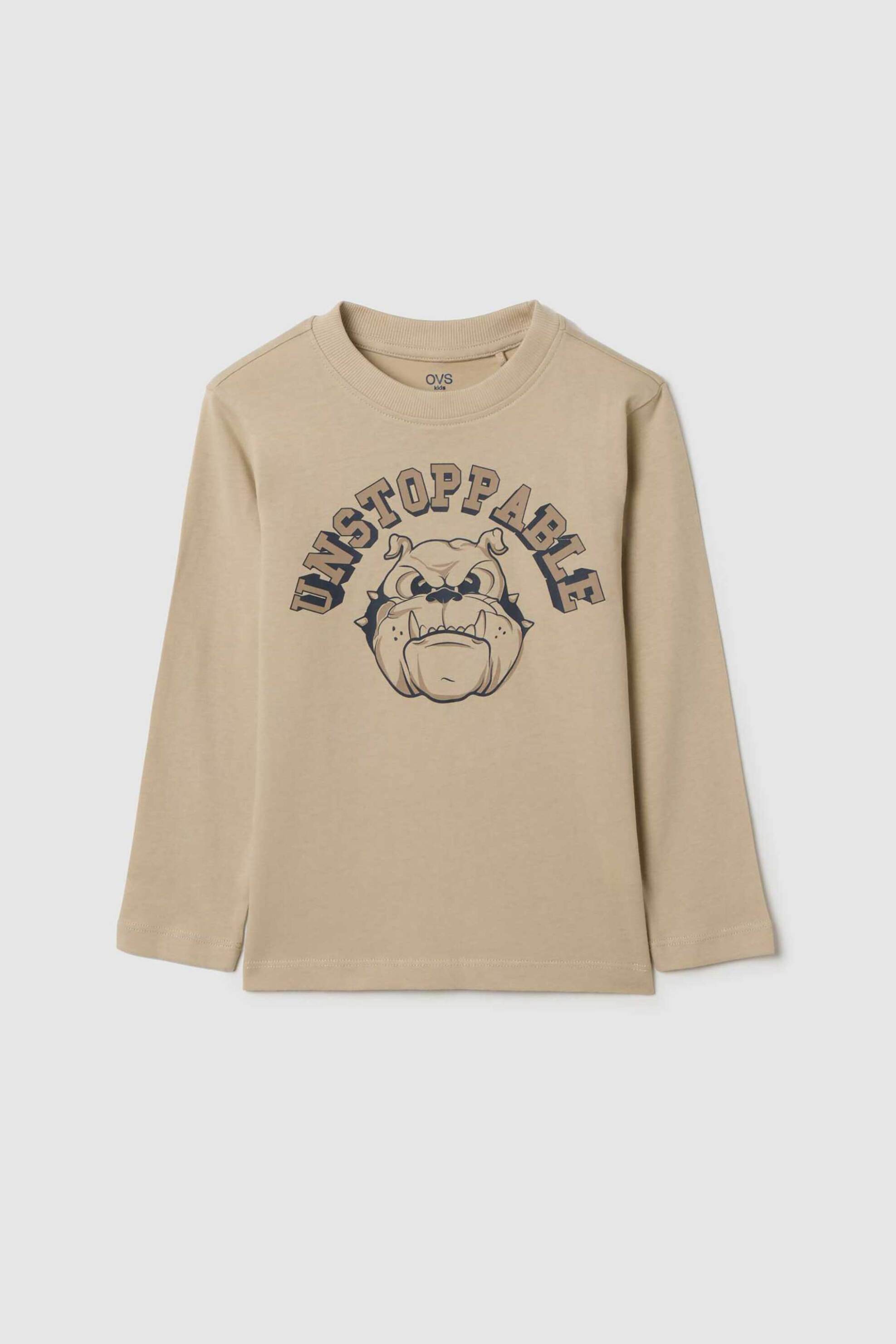 OVS παιδική μπλούζα με print Regular Fit - 002480201 Μπεζ