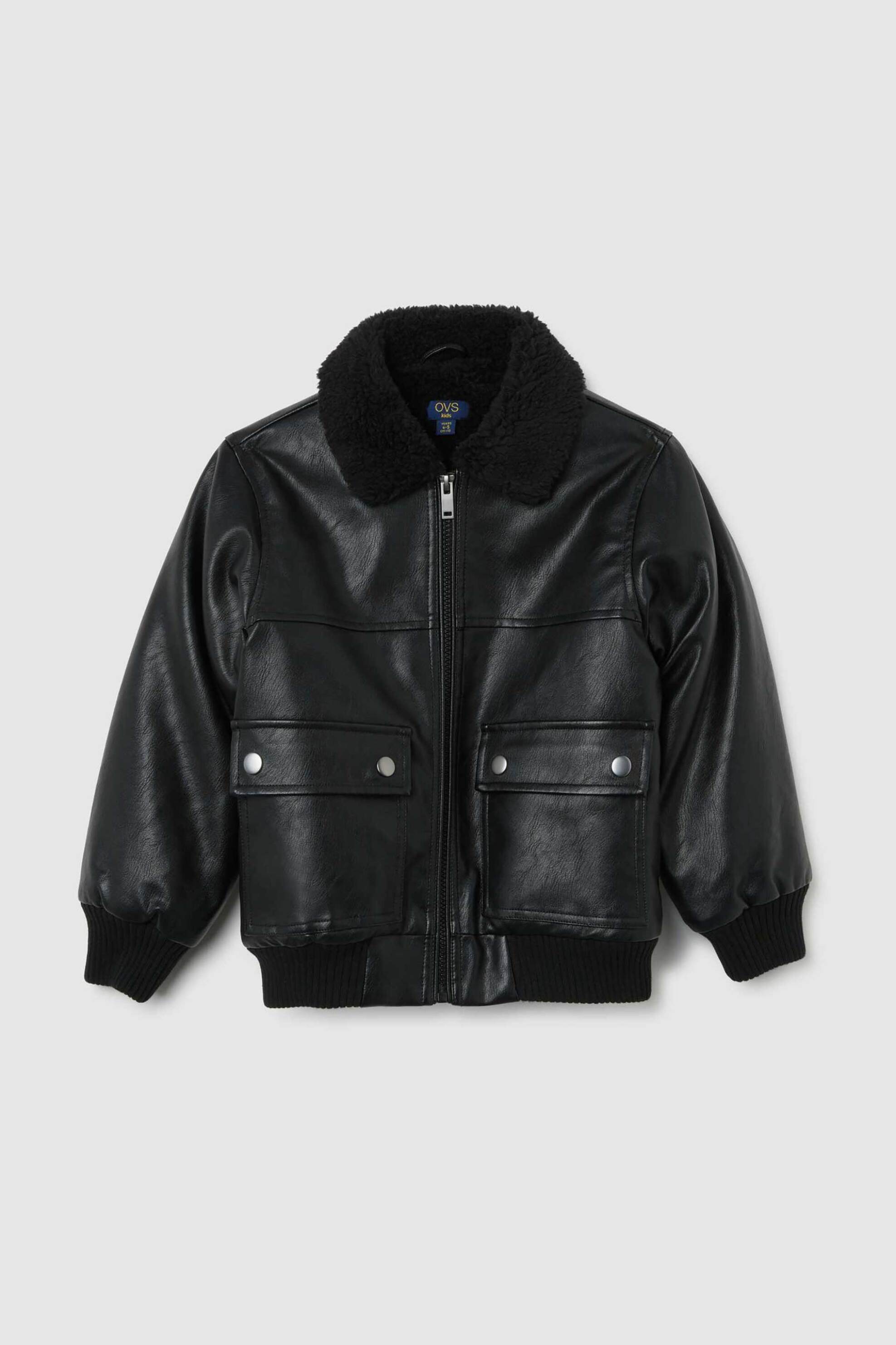 ΟVS παιδικό faux leather jacket με ψηλό γιακά - 002479976 Μαύρο