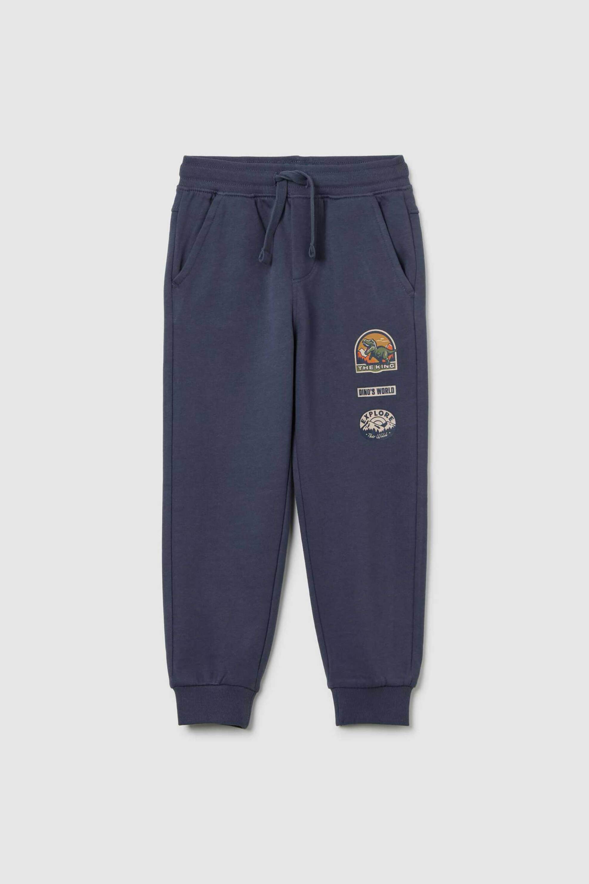 OVS παιδικό παντελόνι φόρμας με ελαστική μέση και print Regular Fit - 002476635 Μπλε