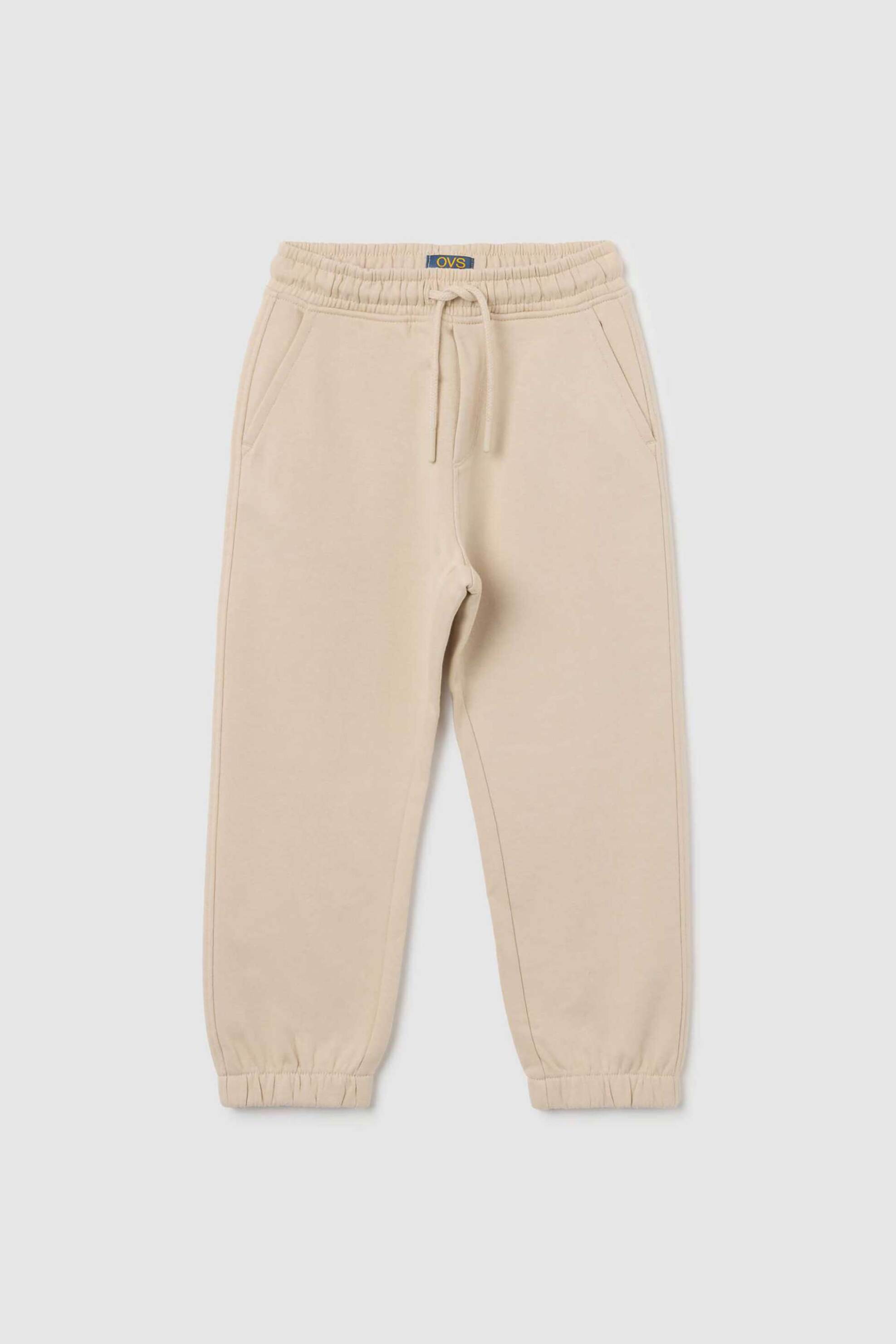 OVS παιδικό παντελόνι φόρμας με ελαστική μέση μονόχρωμο Regular Fit - 002476877 Μπεζ