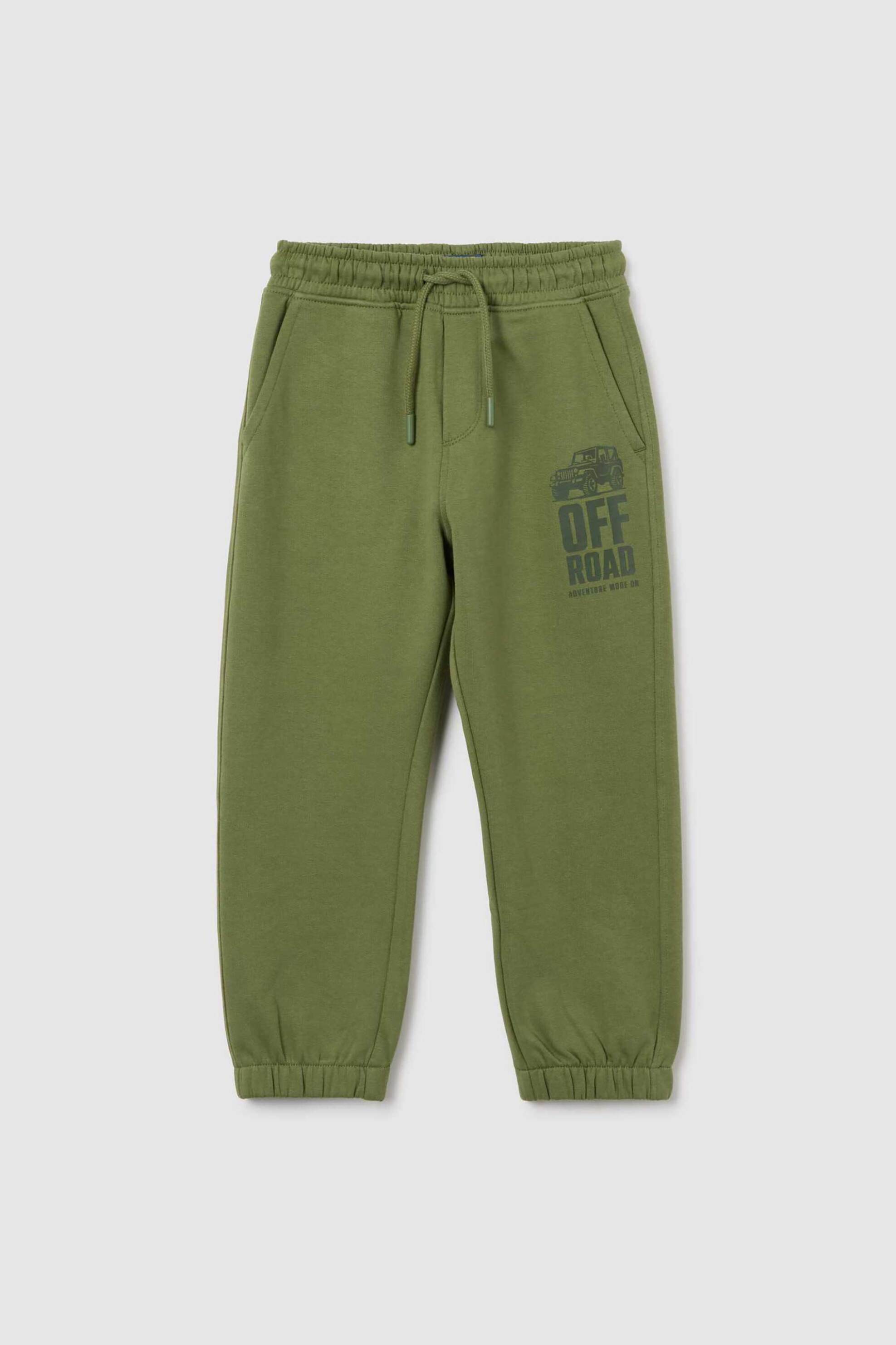 OVS παιδικό παντελόνι φόρμας με ελαστική μέση και print Regular Fit - 002476884 Πράσινο