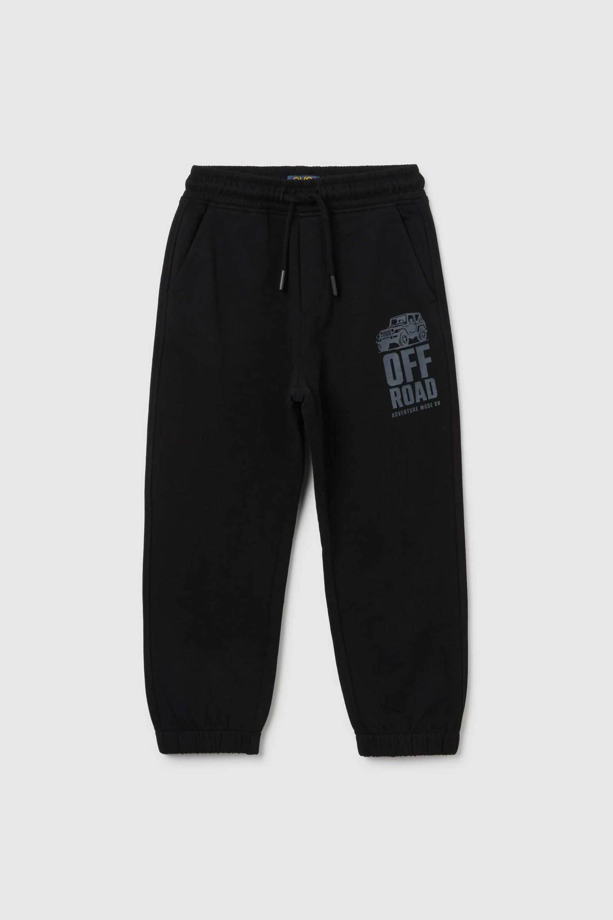 OVS παιδικό παντελόνι φόρμας με ελαστική μέση και print Regular Fit - 002476891 Μαύρο