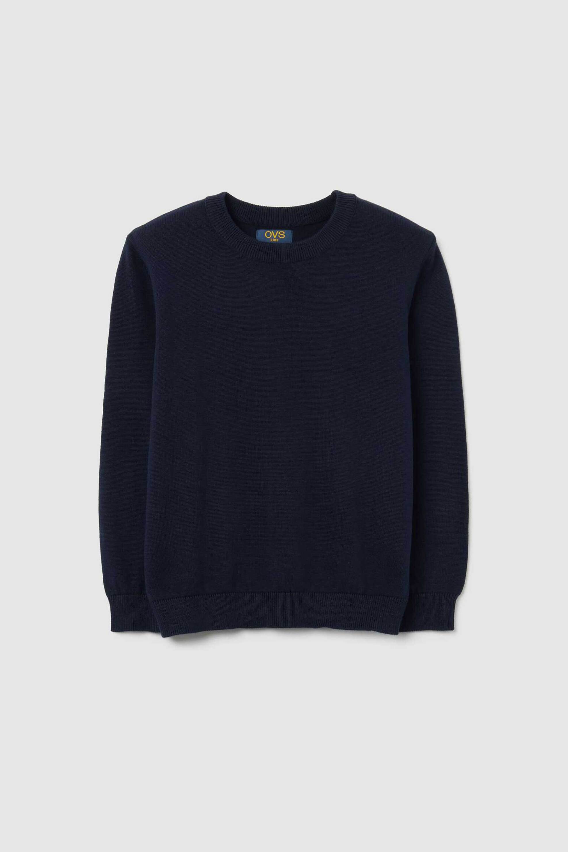 OVS παιδικό πλεκτό πουλόβερ μονόχρωμο με στρογγυλή λαιμόκοψη - 002484585 Σκούρο Μπλε