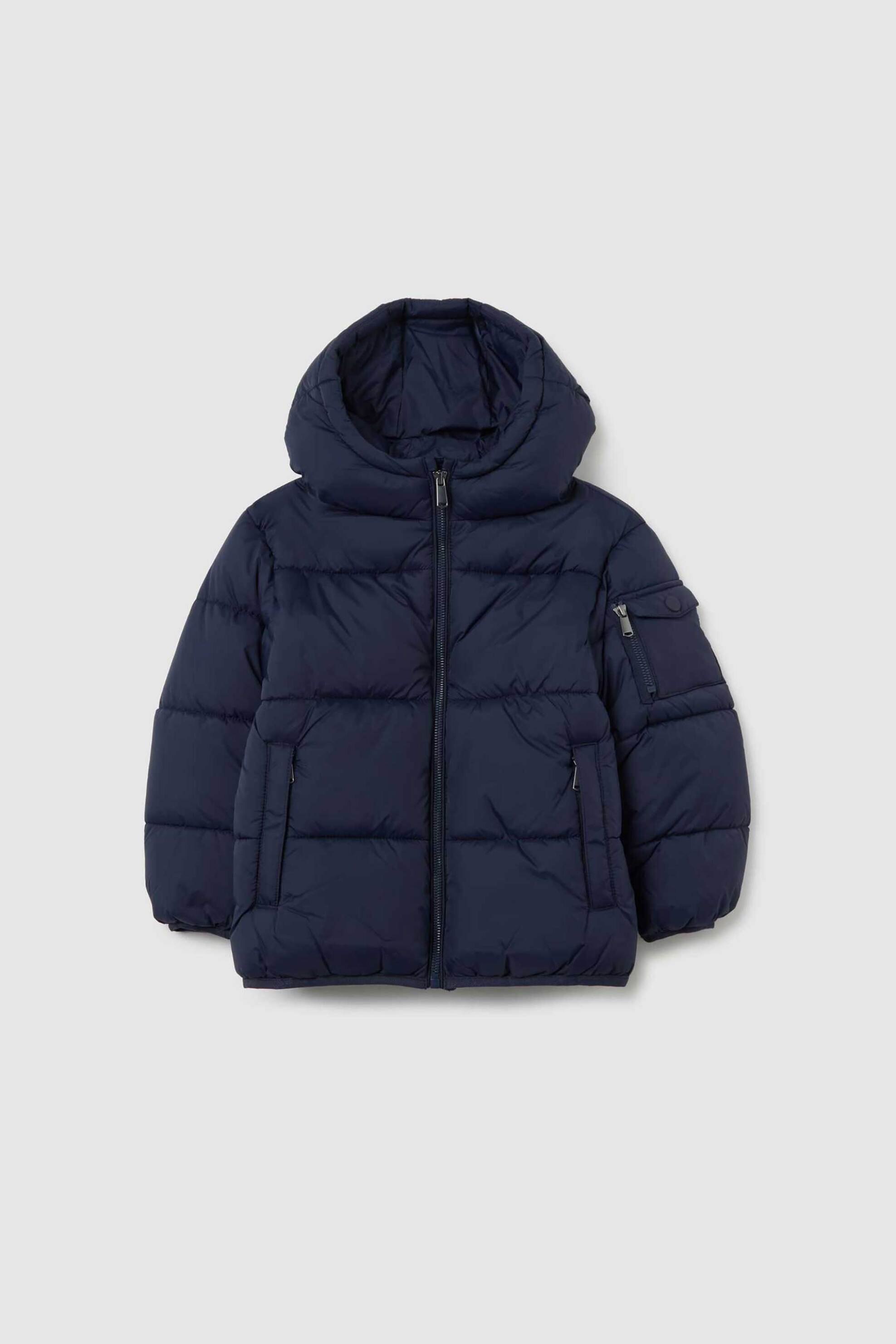 OVS παιδικό μπουφάν με καπιτονέ σχέδιο και κουκούλα Regular Fit - 002465959 Σκούρο Μπλε