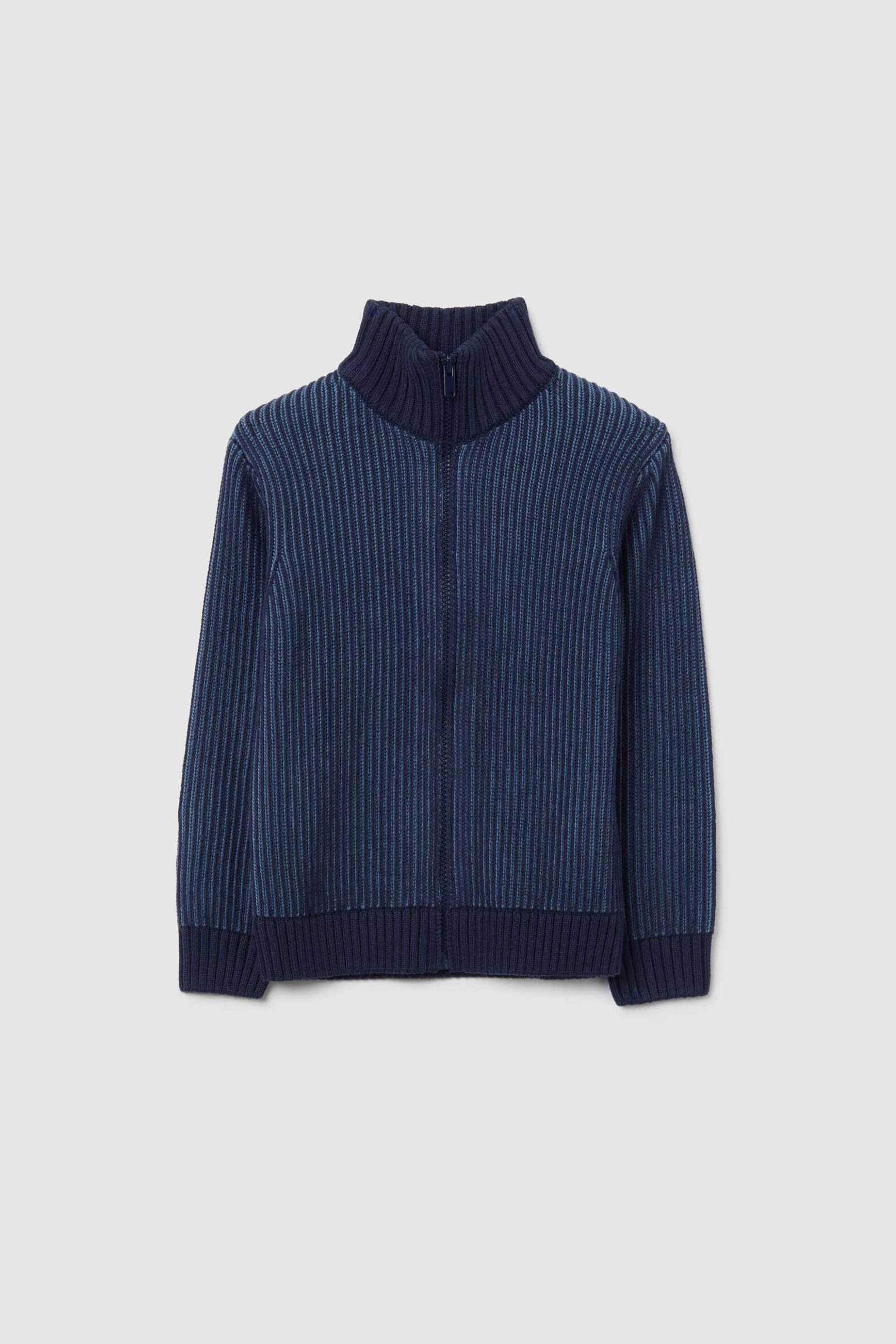 OVS παιδική πλεκτή ζακέτα με ανάγλυφη όψη Regular Fit - 002491058 Μπλε