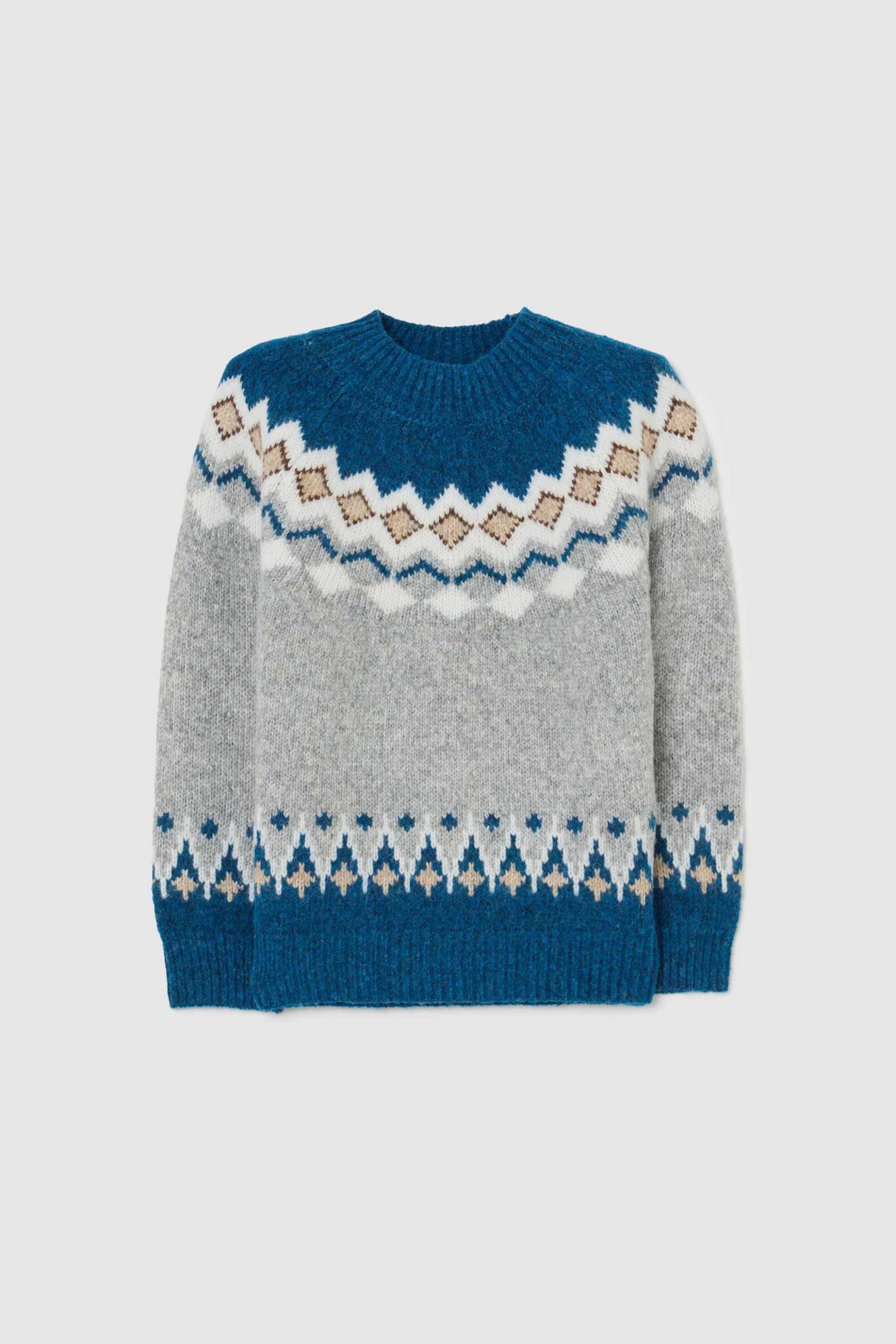 OVS παιδικό πλεκτό πουλόβερ με γεωμετρικό μοτίβο - 002495299 Μπλε