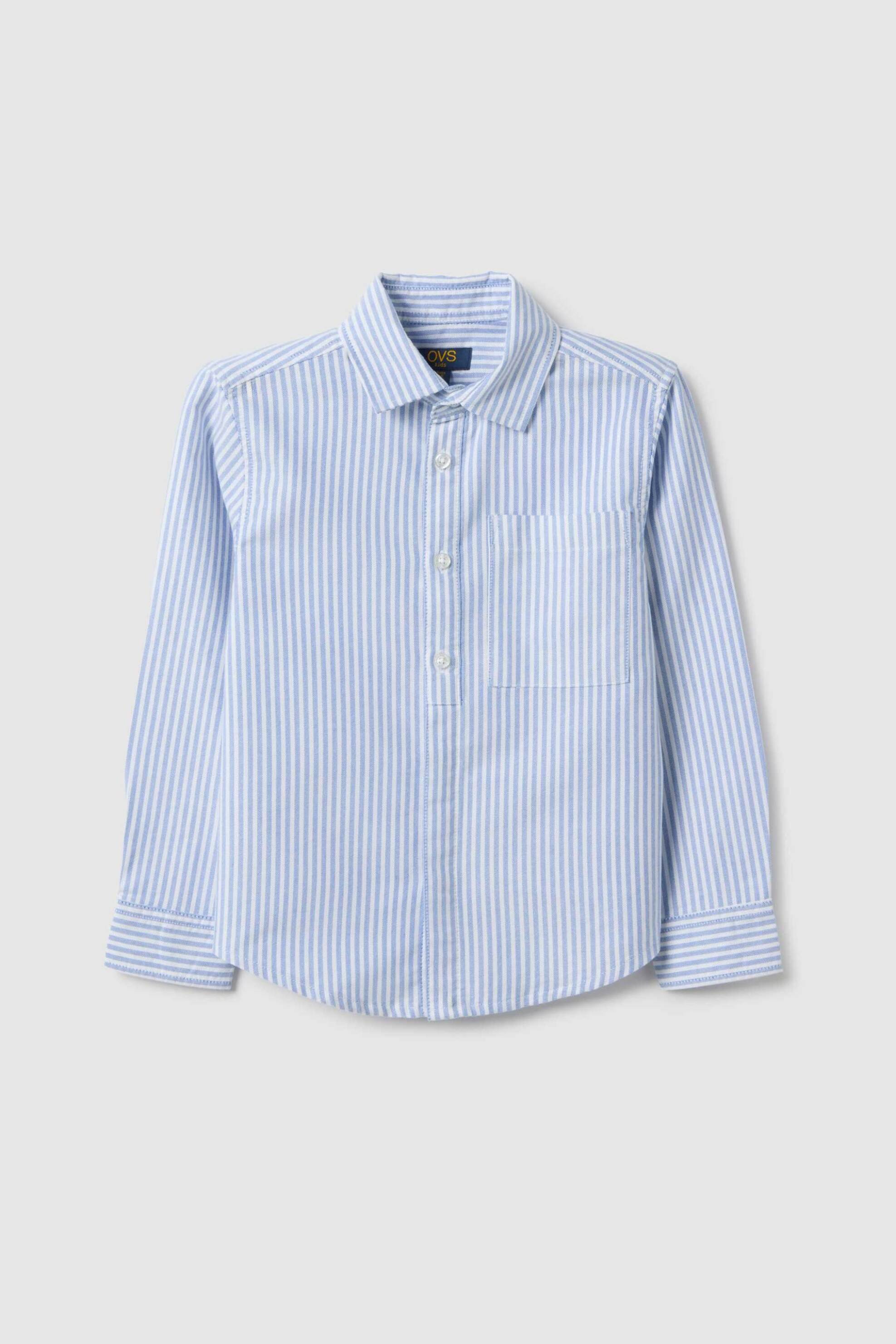 OVS παιδικό πουκάμισο με ριγέ σχέδιο Regular Fit - 002514528 Λευκό - Μπλε