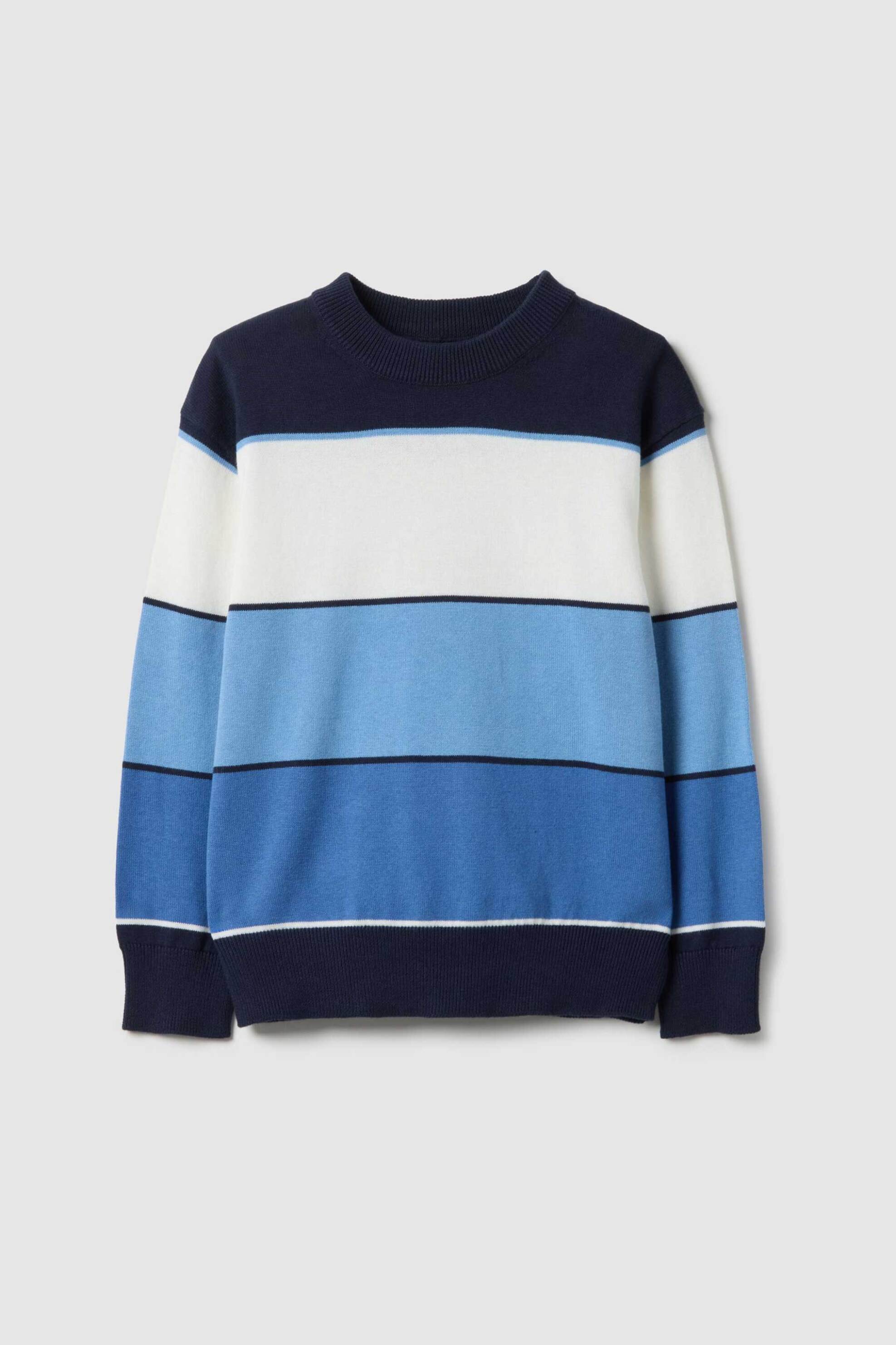OVS παιδικό πλεκτό πουλόβερ με ριγέ σχέδιο Regular Fit - 002518750 Λευκό - Μπλε