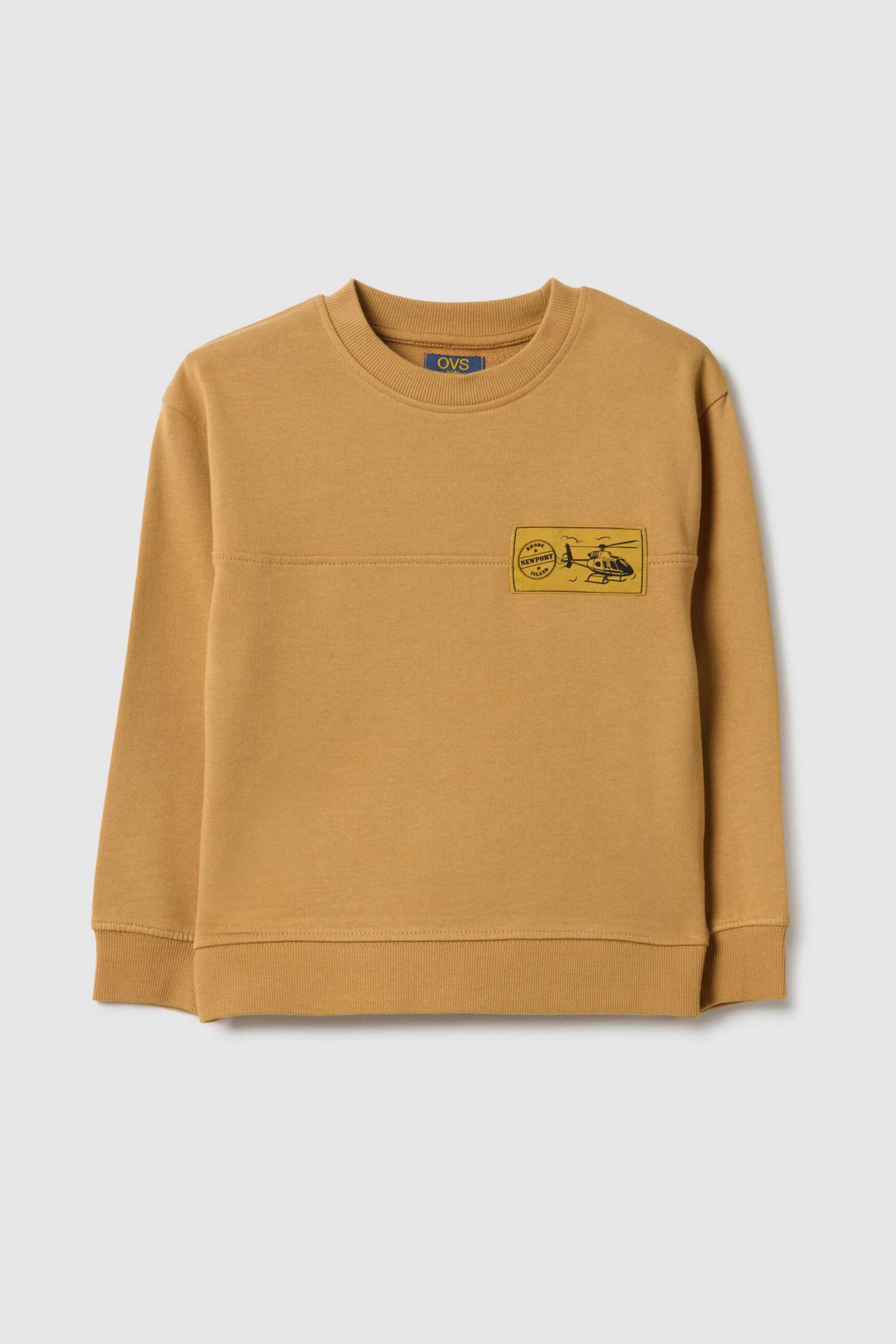 OVS παιδική μπλούζα φούτερ με print Regular Fit - 002518883 Καφέ Ανοιχτό