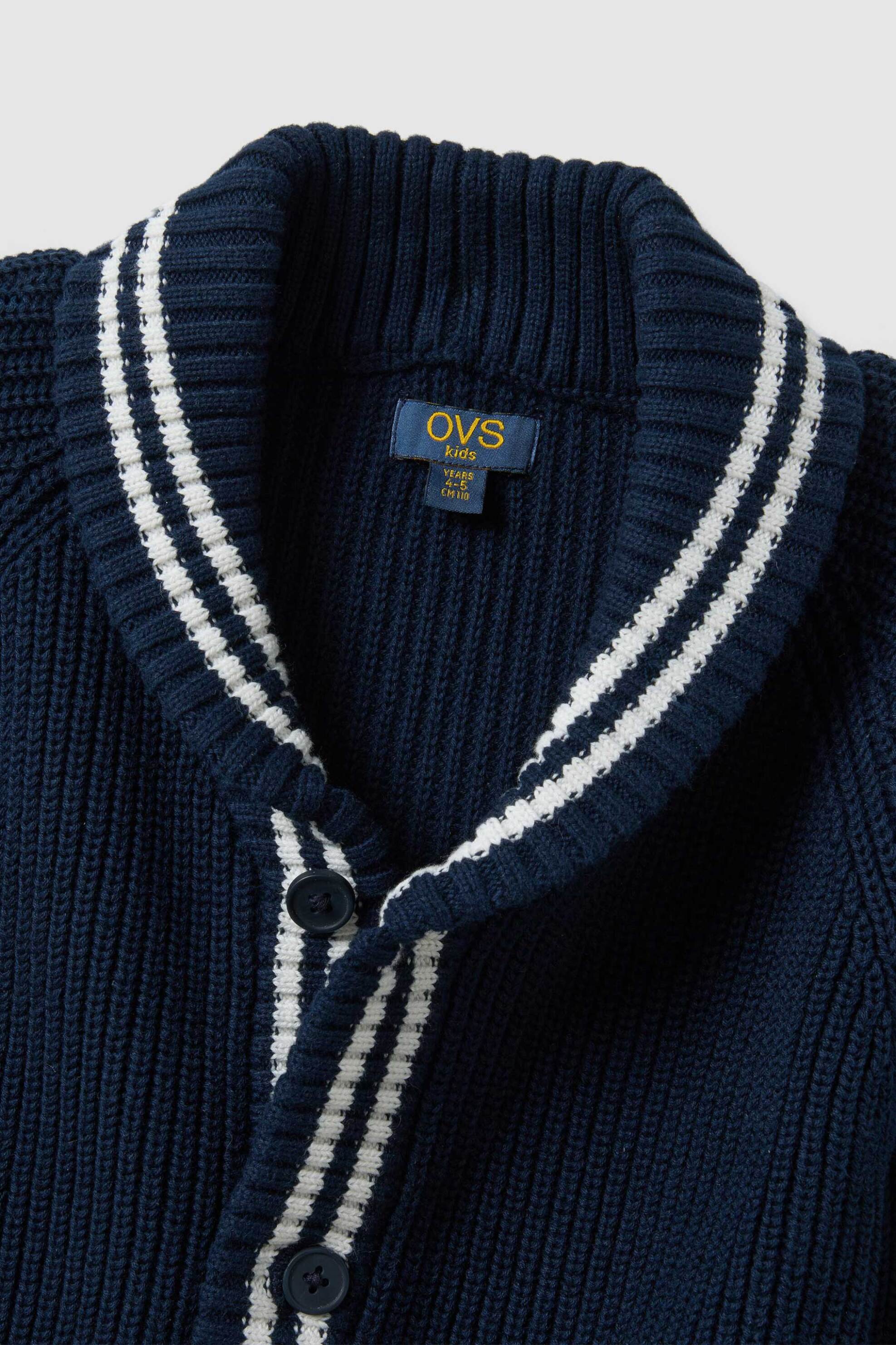 OVS παιδική πλεκτή ζακέτα με contrast ρίγες Regular Fit - 002519568 Μπλε Σκούρο φωτογραφία