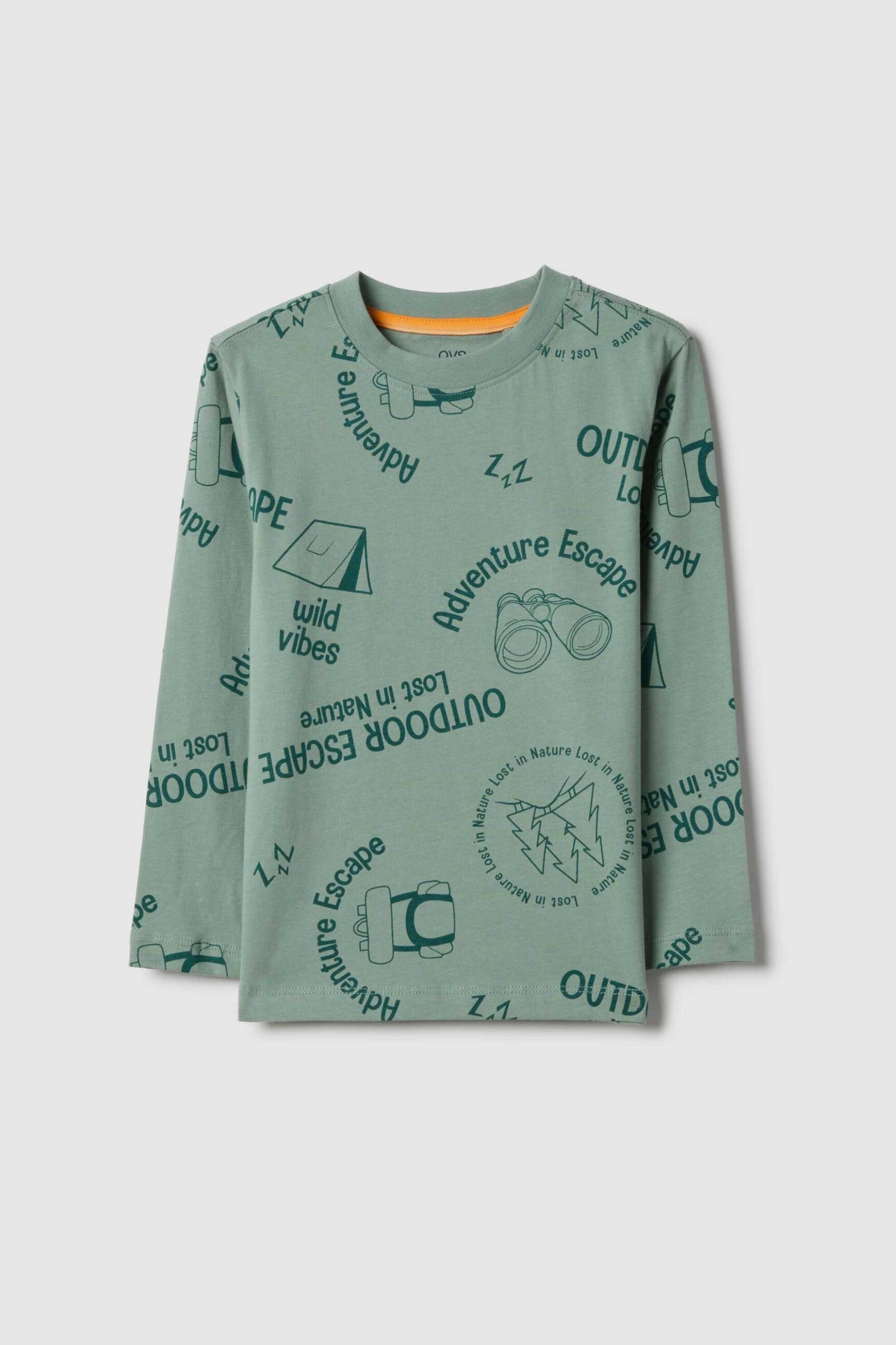 OVS παιδική μπλούζα με all-over print Regular Fit - 002554771 Πράσινο