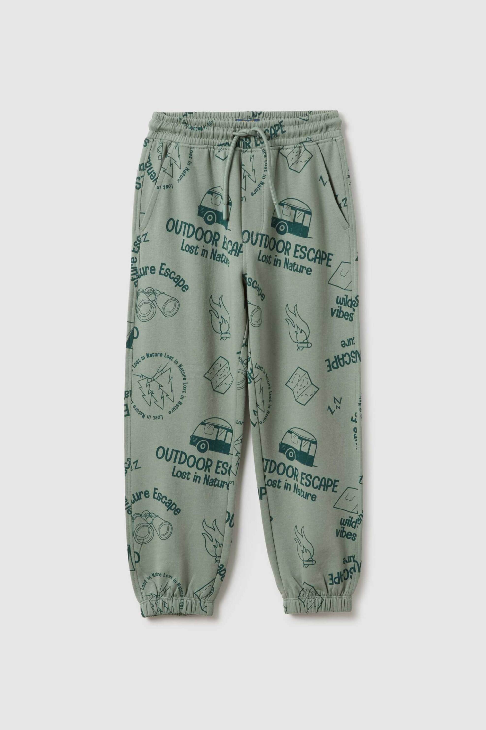 OVS παιδικό παντελόνι φόρμας με ελαστική μέση και all-over print Regular Fit - 002554917 Πράσινο