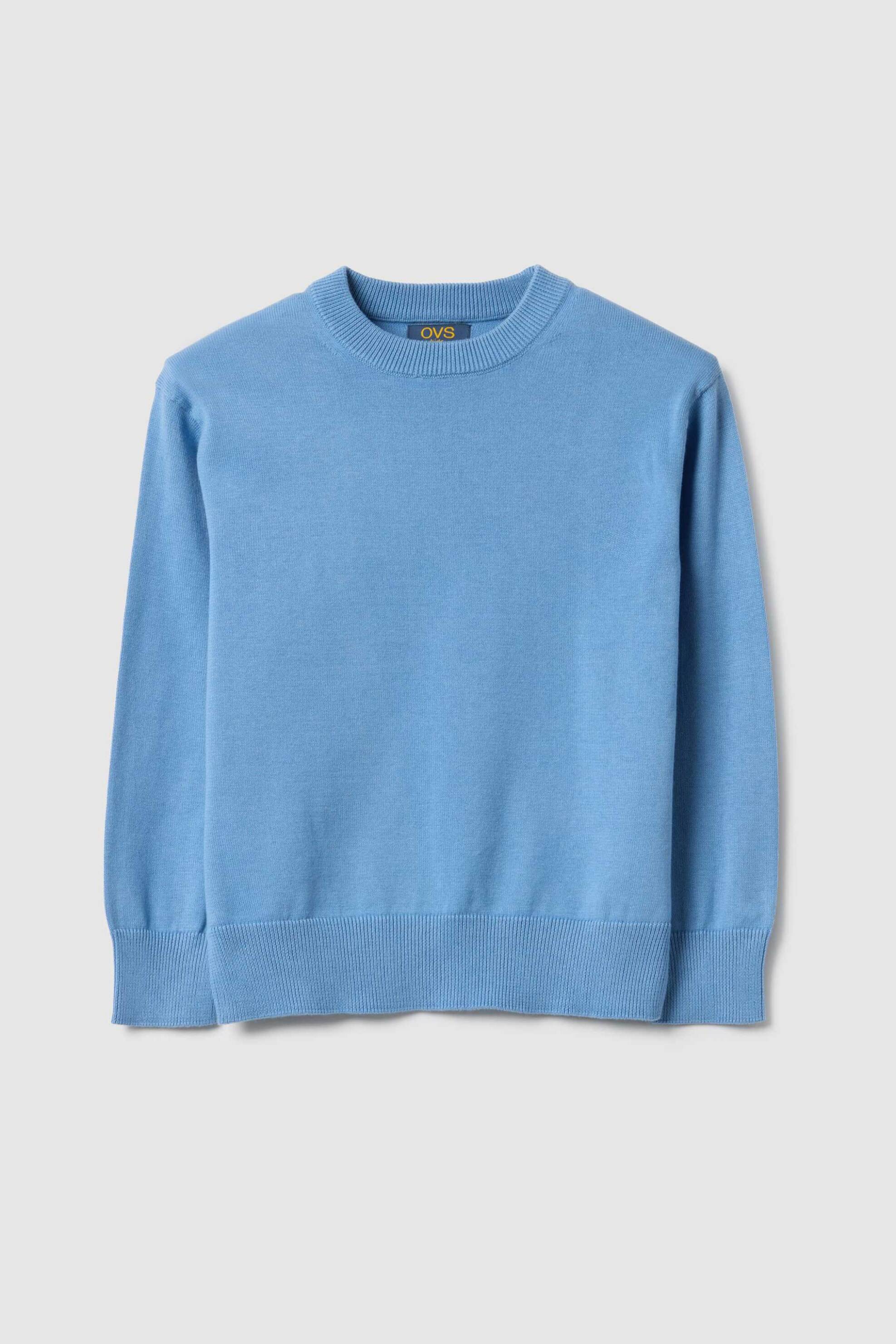 OVS παιδικό πλεκτό πουλόβερ μονόχρωμο Regular Fit - 002518743 Μπλε