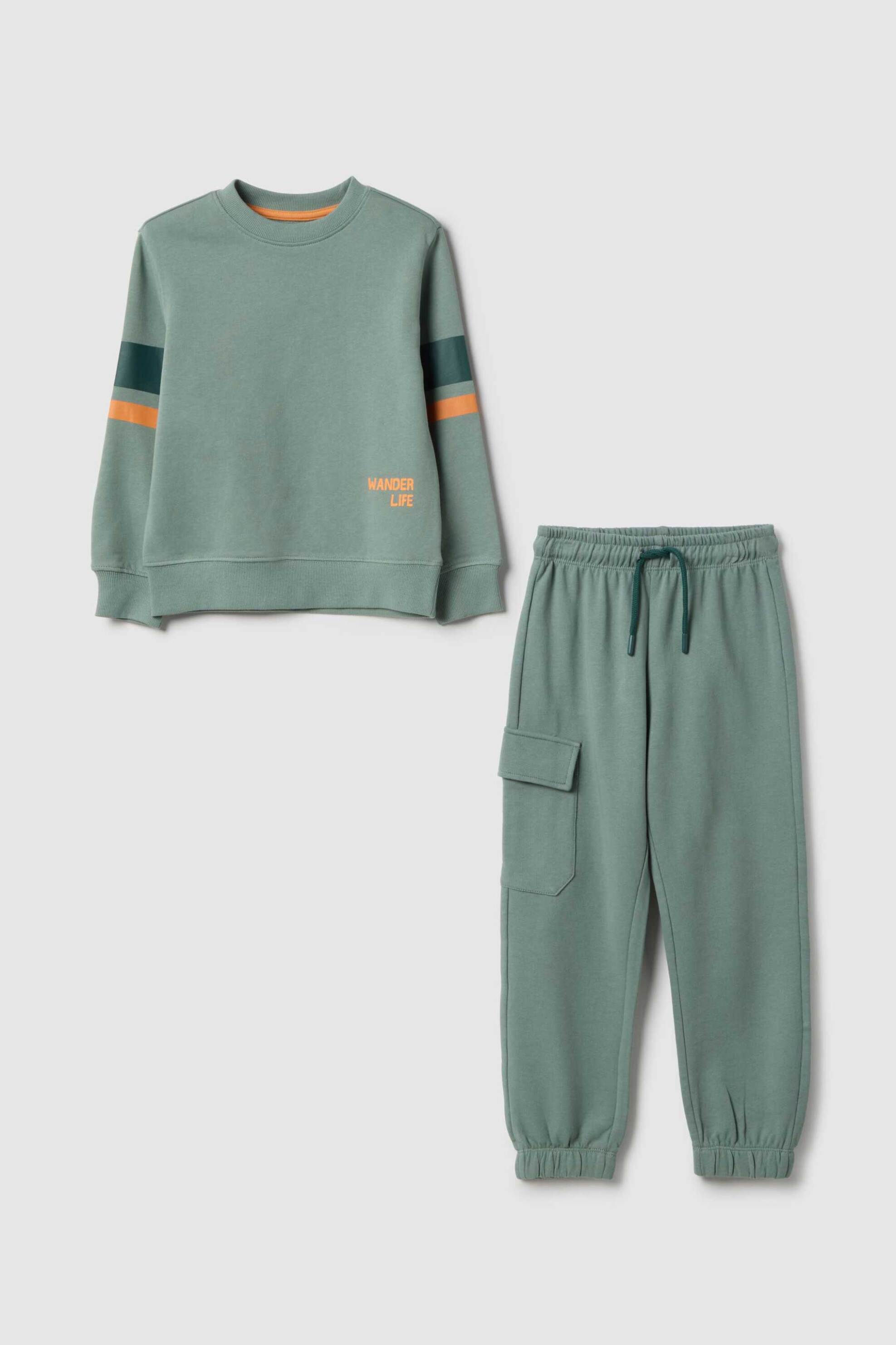 OVS παιδικό σετ μπλούζα φούτερ με παντελόνι φόρμας (2 τεμάχια) - 002554710 Πράσινο