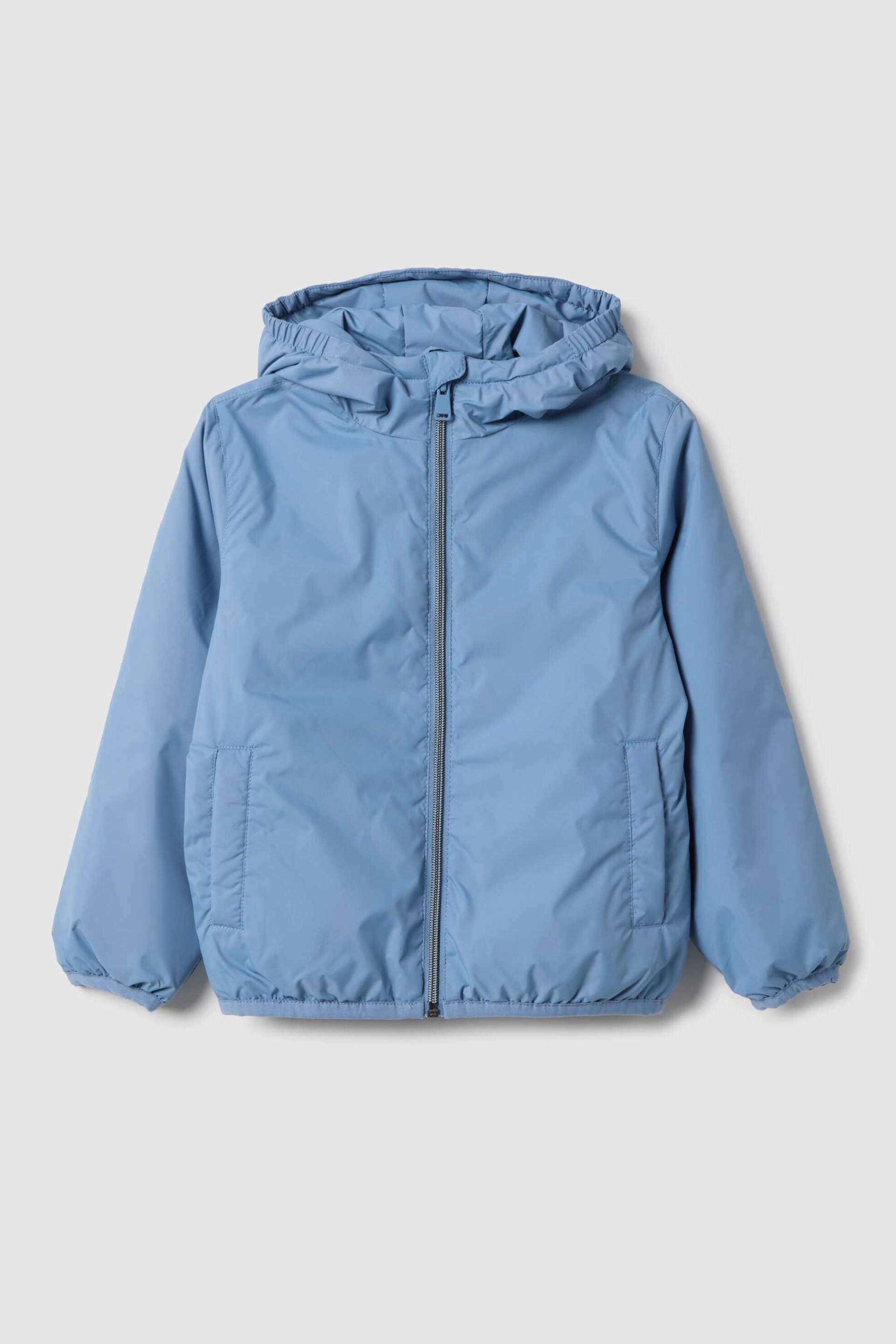 OVS παιδικό μπουφάν μονόχρωμο με κουκούλα Regular Fit - 002513479 Μπλε