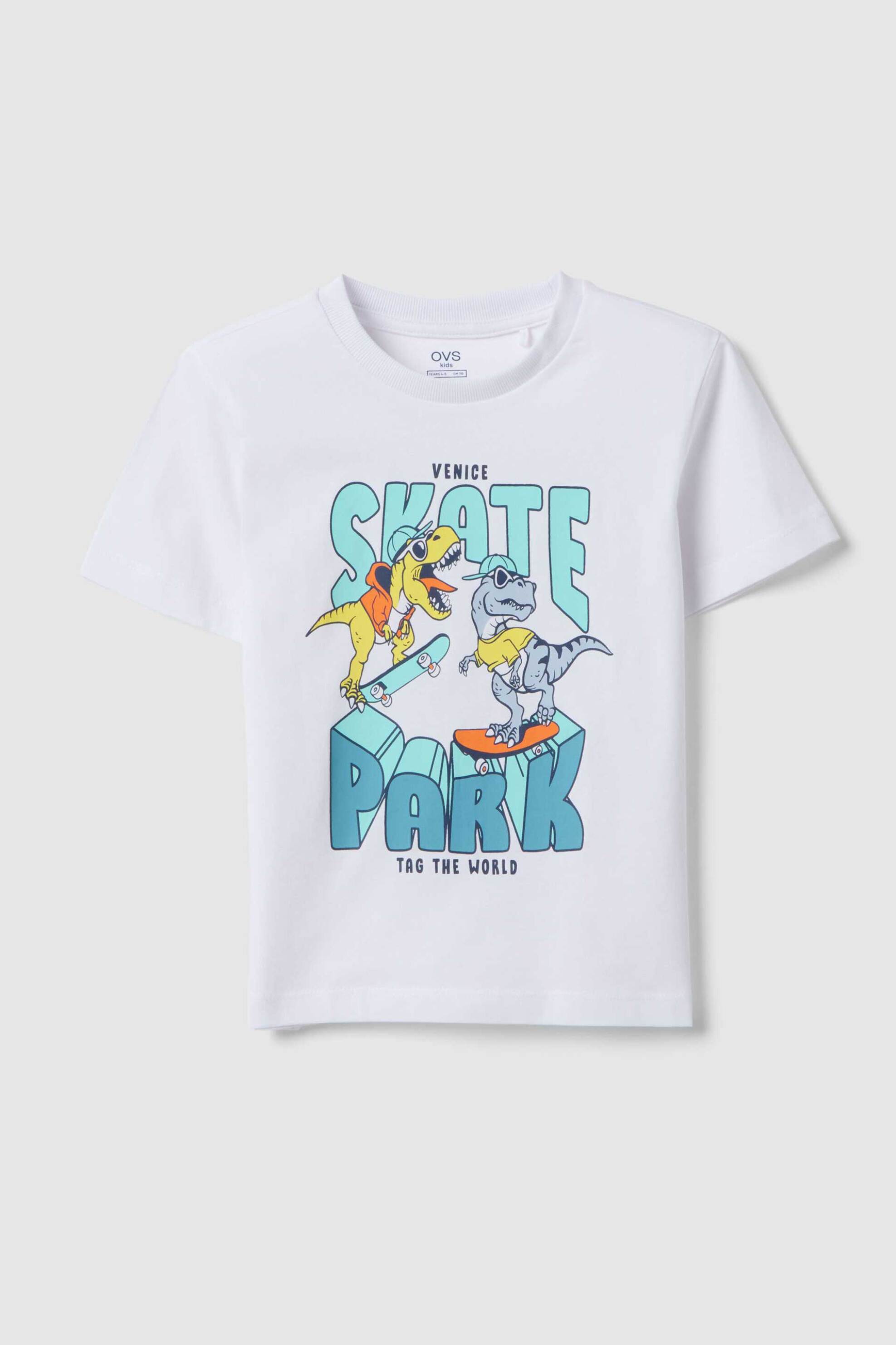 OVS παιδικό T-shirt με print Οversized Fit - 002573652 Λευκό