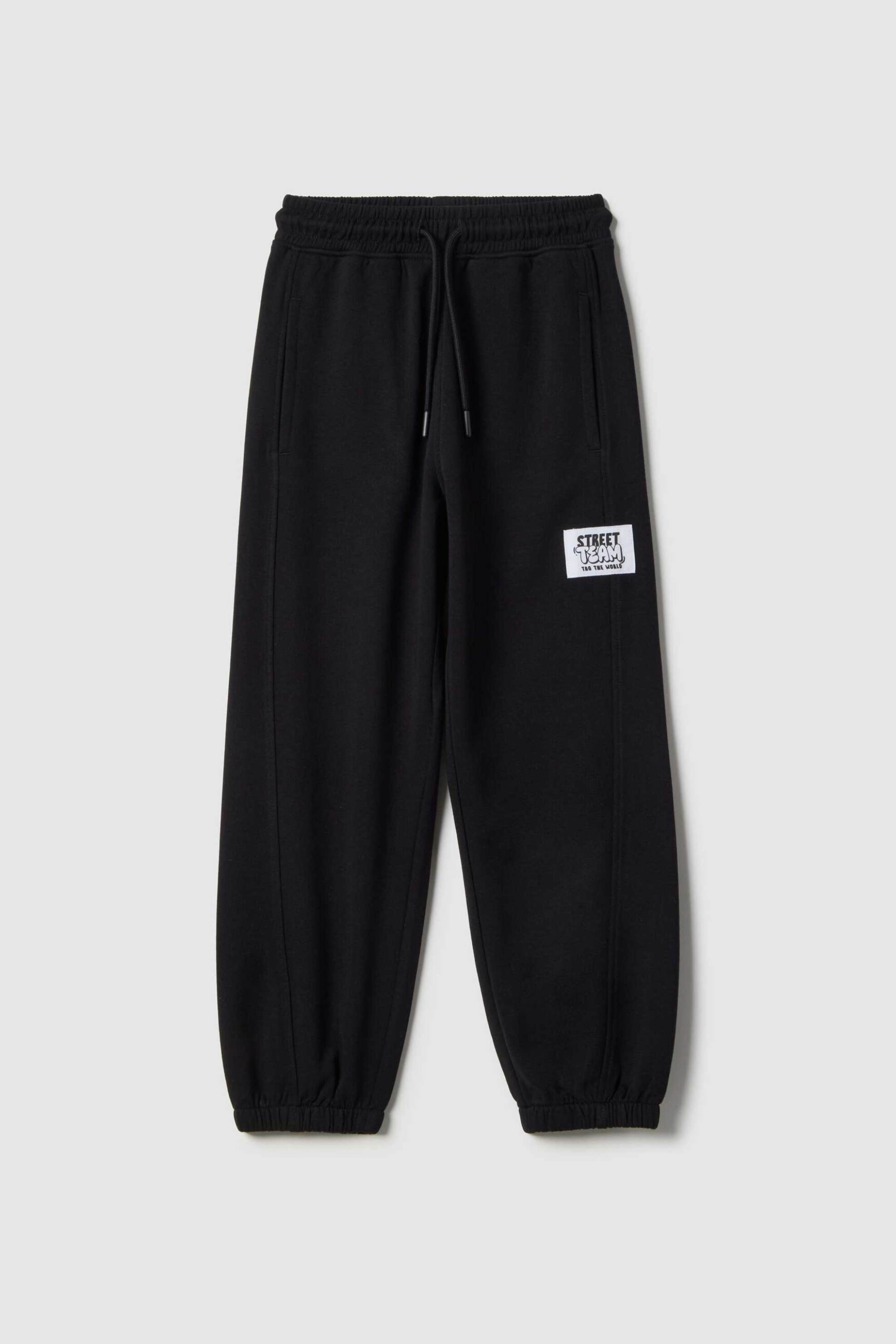 OVS παιδικό παντελόνι φόρμας με ελαστική μέση μονόχρωμο Regular Fit - 002573771 Μαύρο