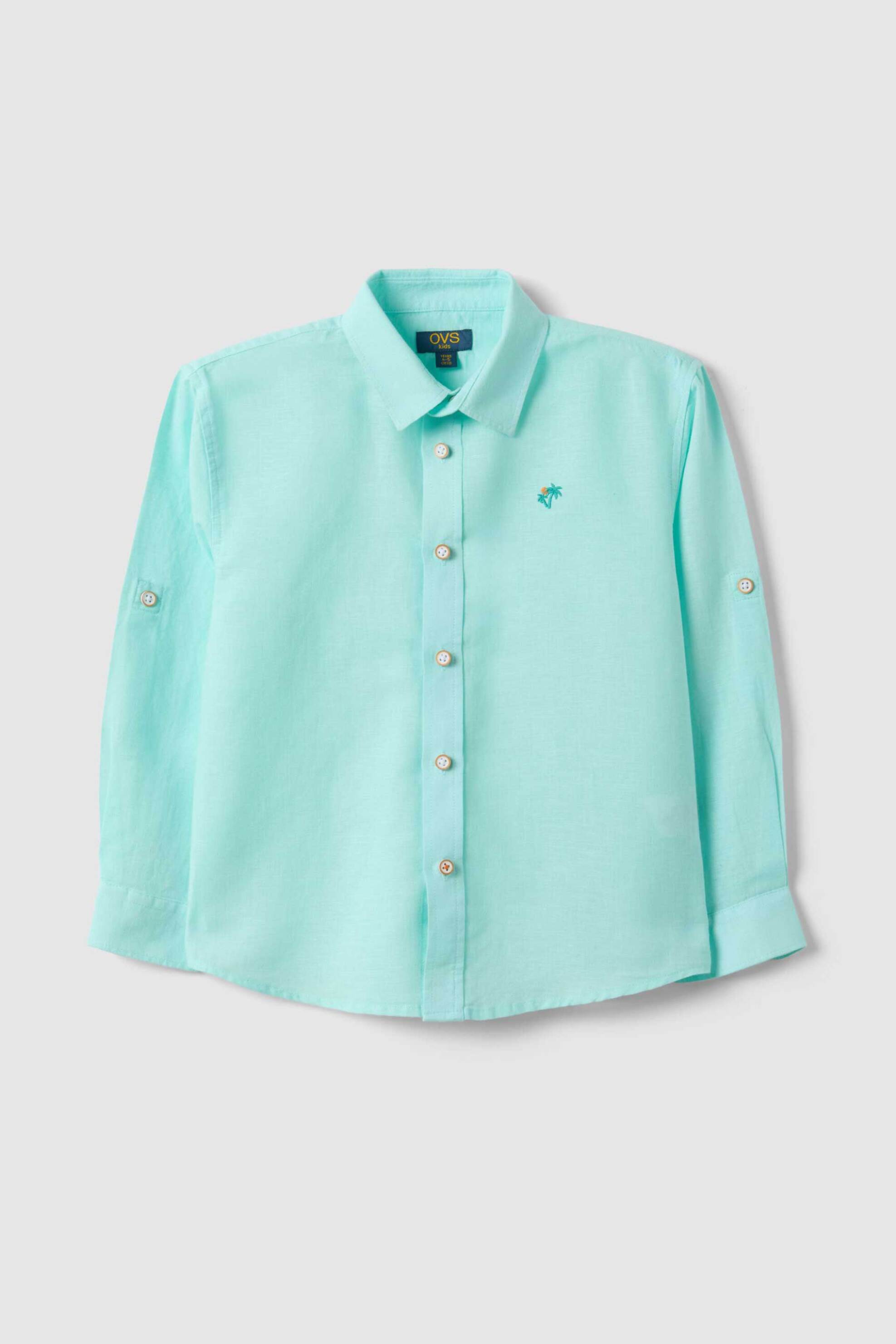 OVS παιδικό πουκάμισο μονόχρωμο Regular Fit - 002574259 Τυρκουάζ