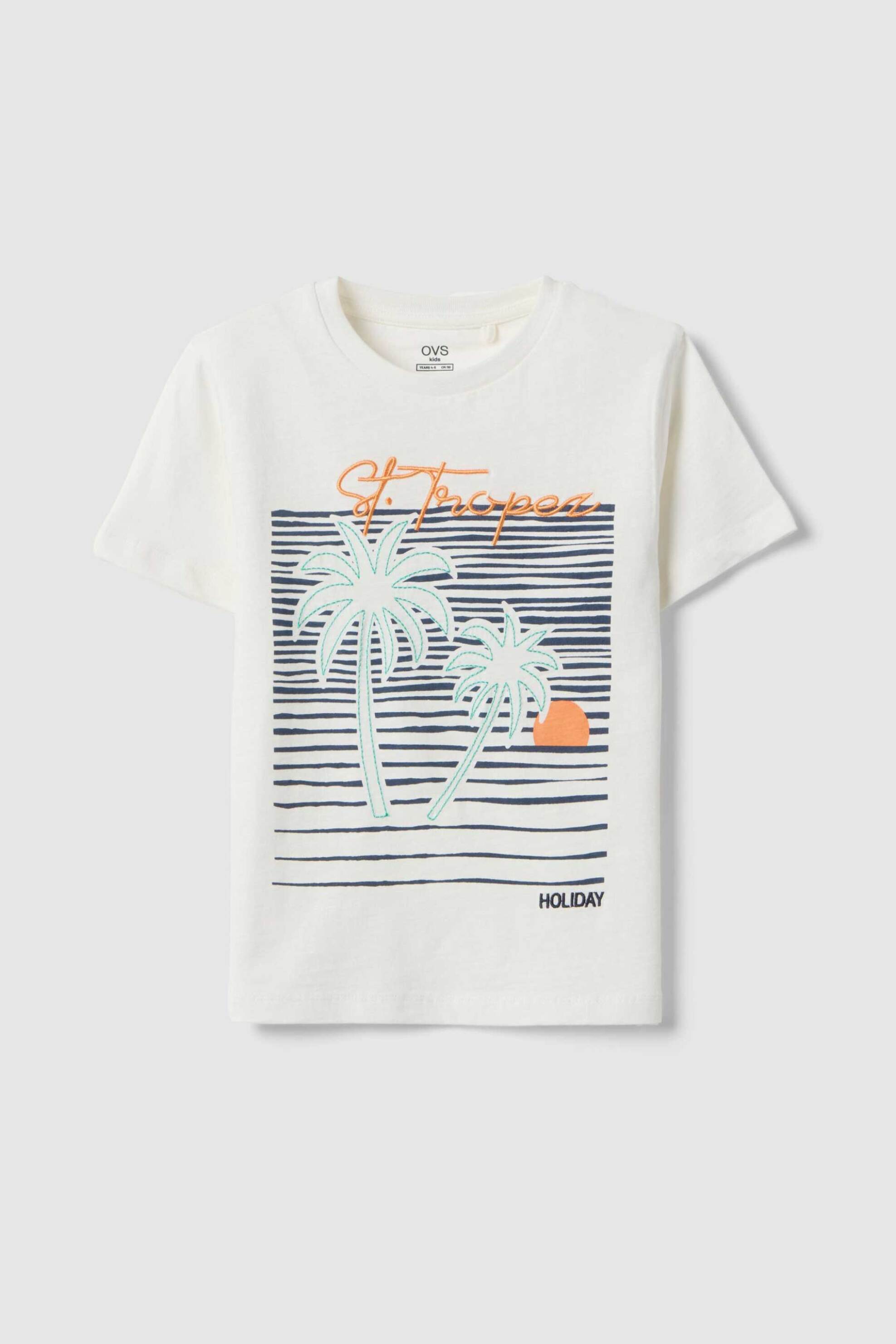 OVS παιδικό T-shirt με print Regular Fit - 002654410 Λευκό