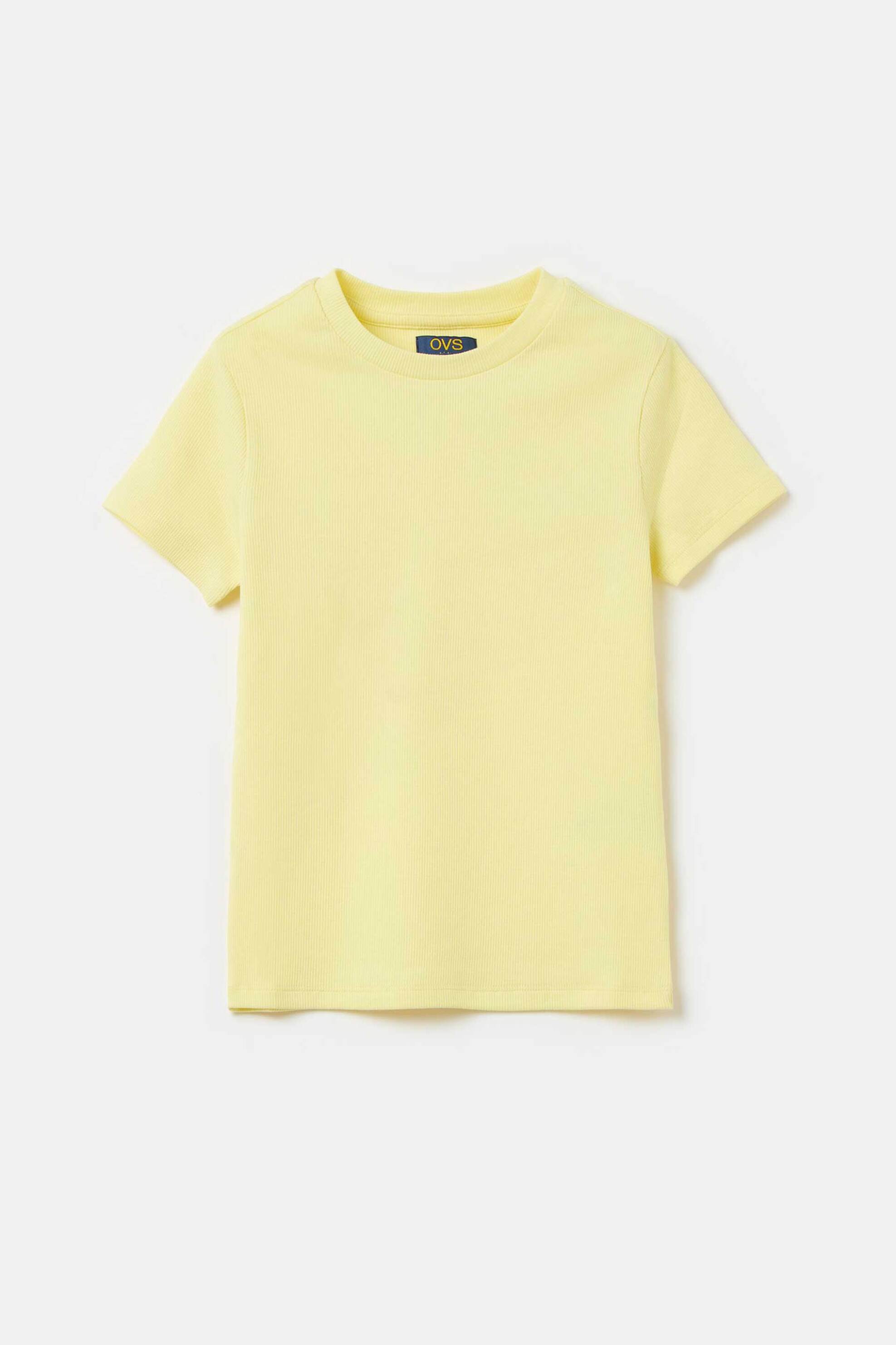 OVS παιδικό ribbed T-shirt μονόχρωμο - 001977144 Κίτρινο