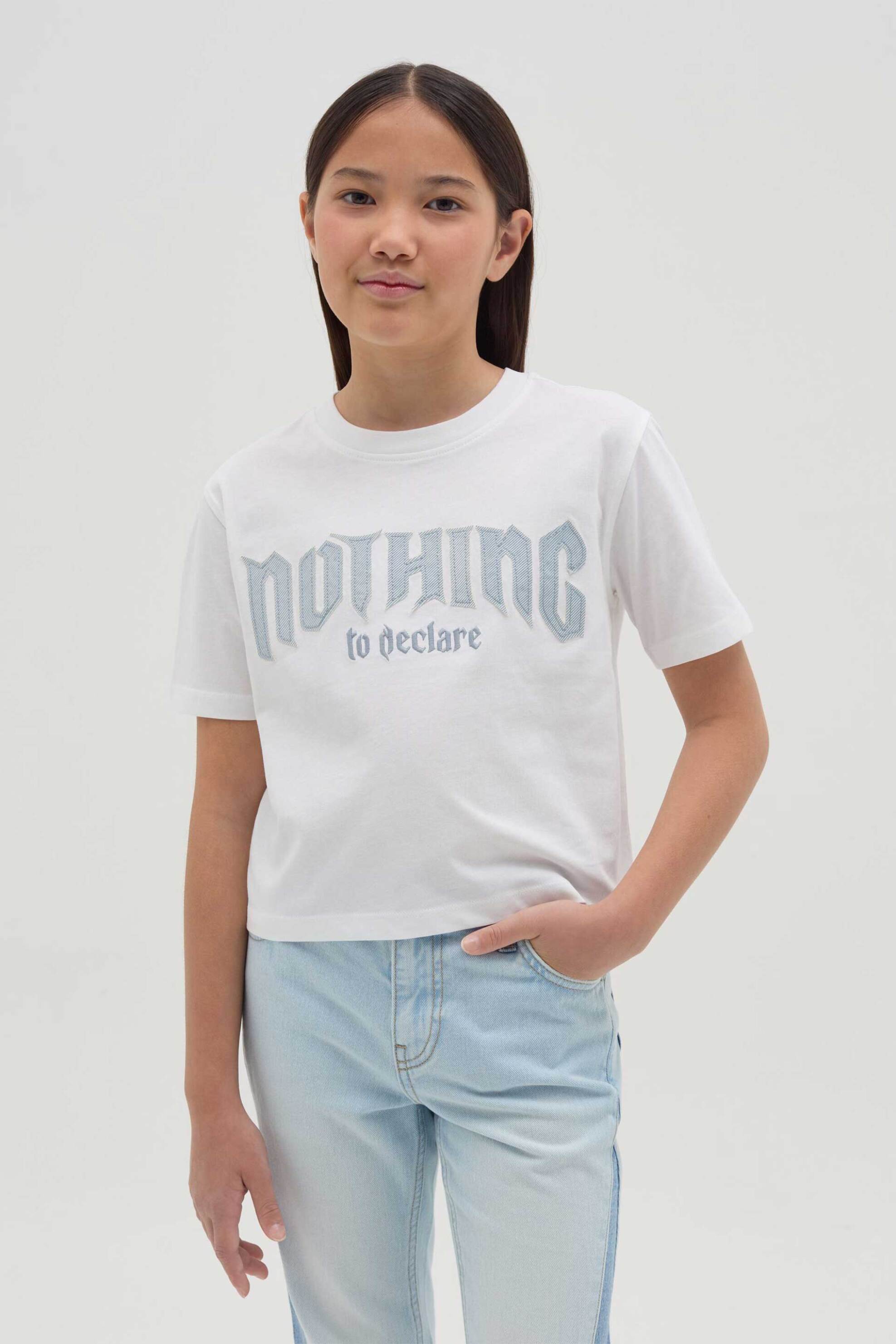 OVS KIDS OVS παιδικό T-shirt ανάγλυφο lettering Boxy Fit - 002191242 Λευκό
