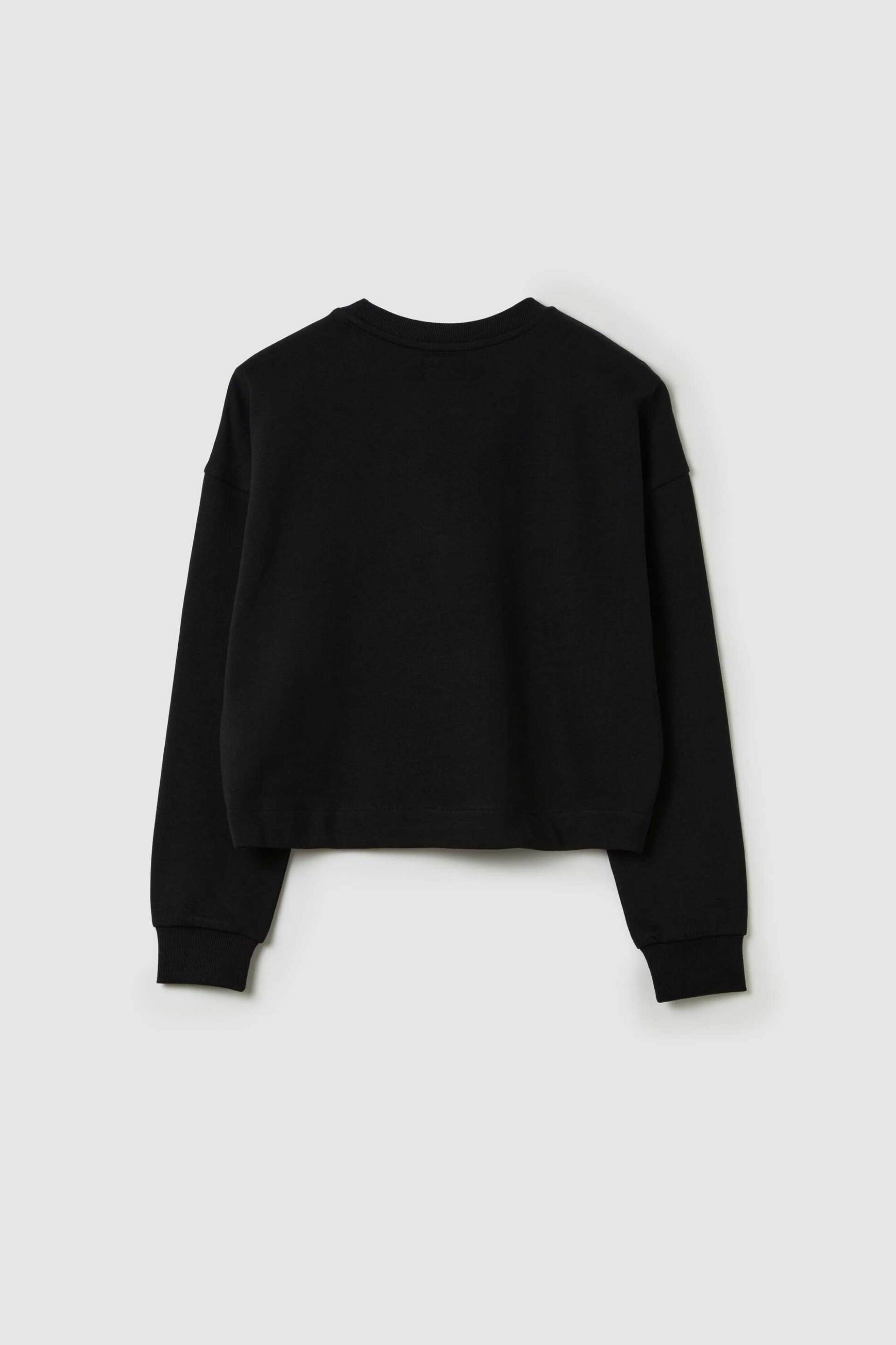 OVS παιδική μπλούζα φούτερ cropped με μεταλλιζέ no regrets lettering - 002183209 Μαύρο φωτογραφία