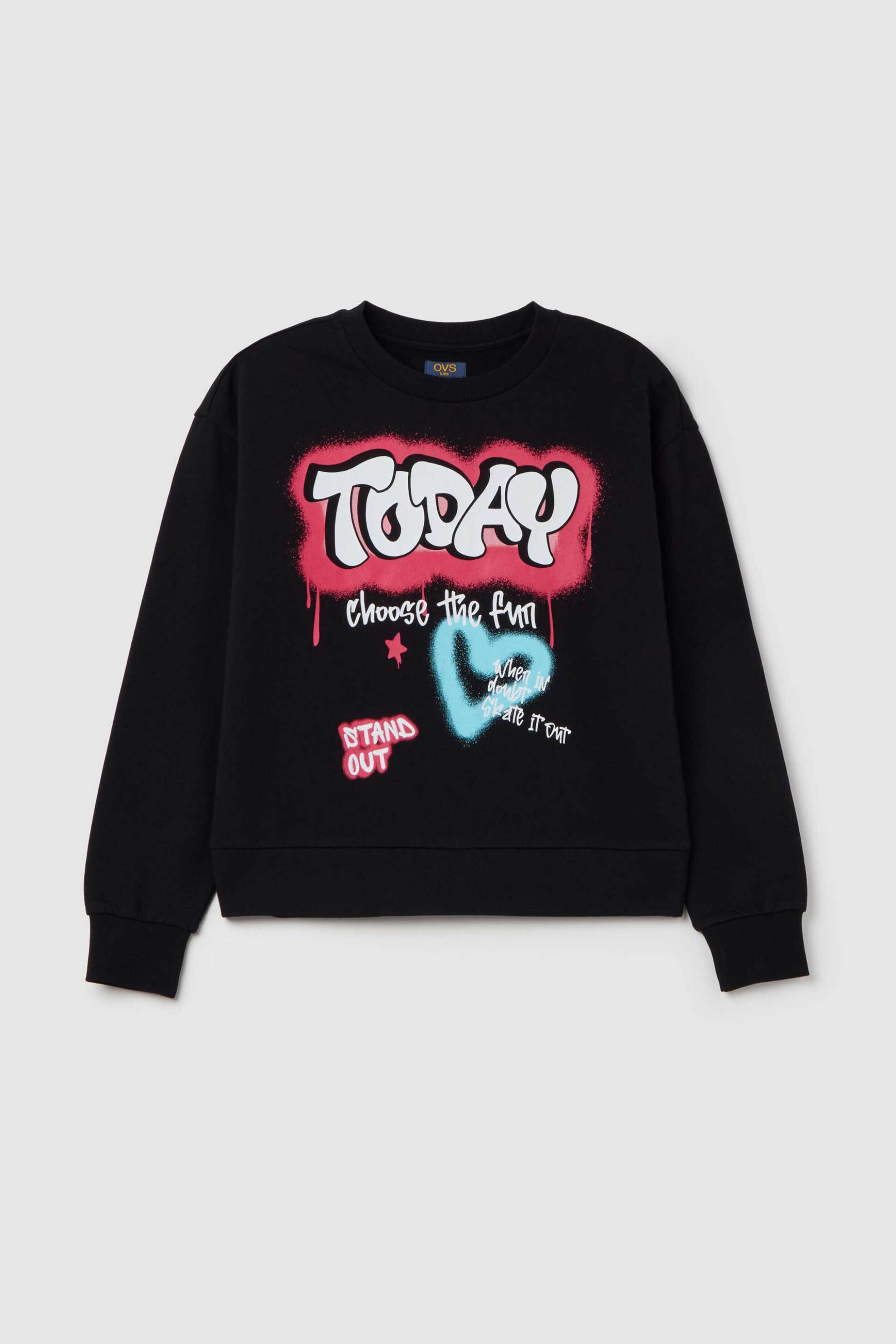 OVS KIDS OVS παιδική μπλούζα φούτερ με graffiti print Oversized Fit - 002263042 Μαύρο