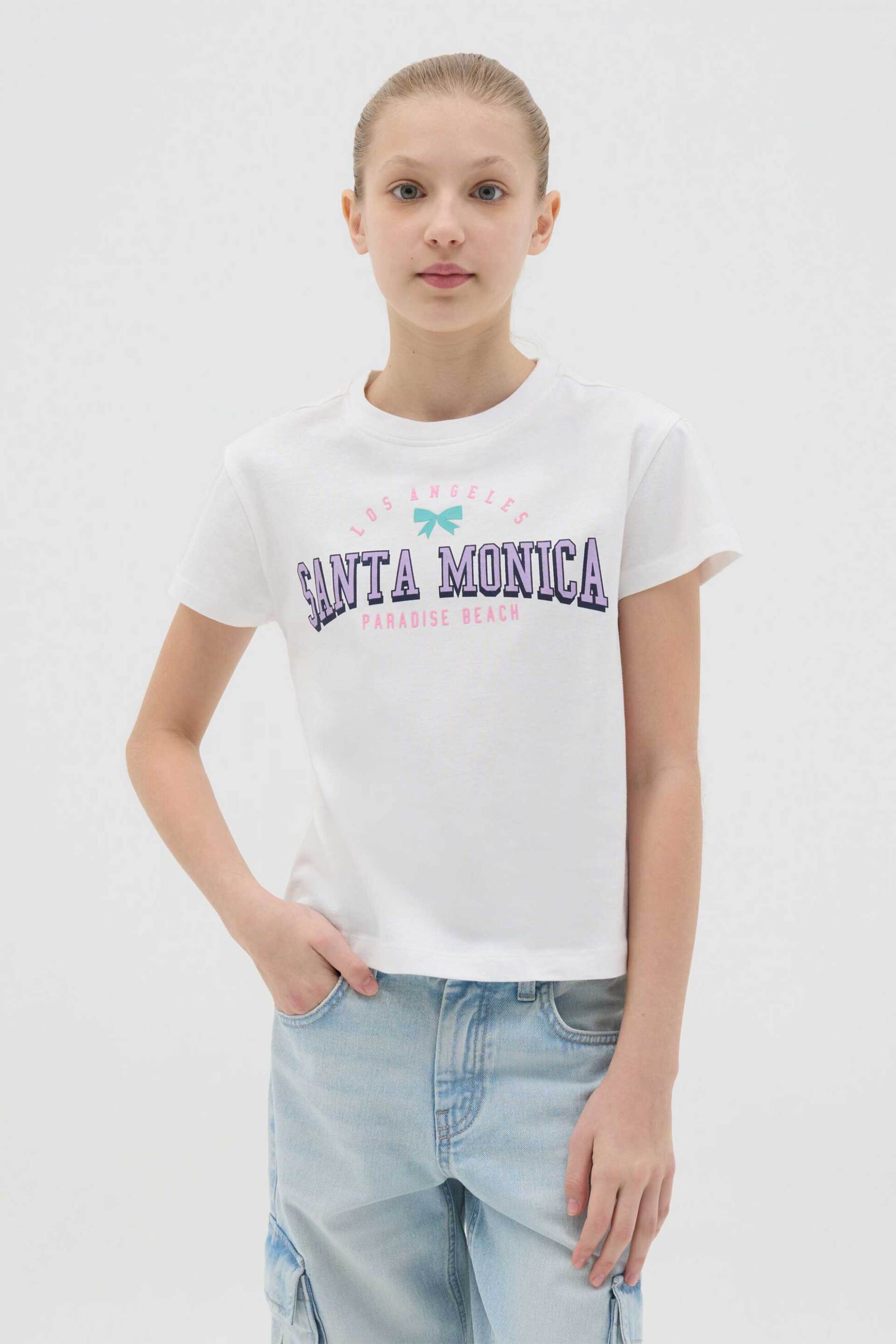 OVS παιδικό T-shirt με lettering print Regular Fit - 002267272 Λευκό