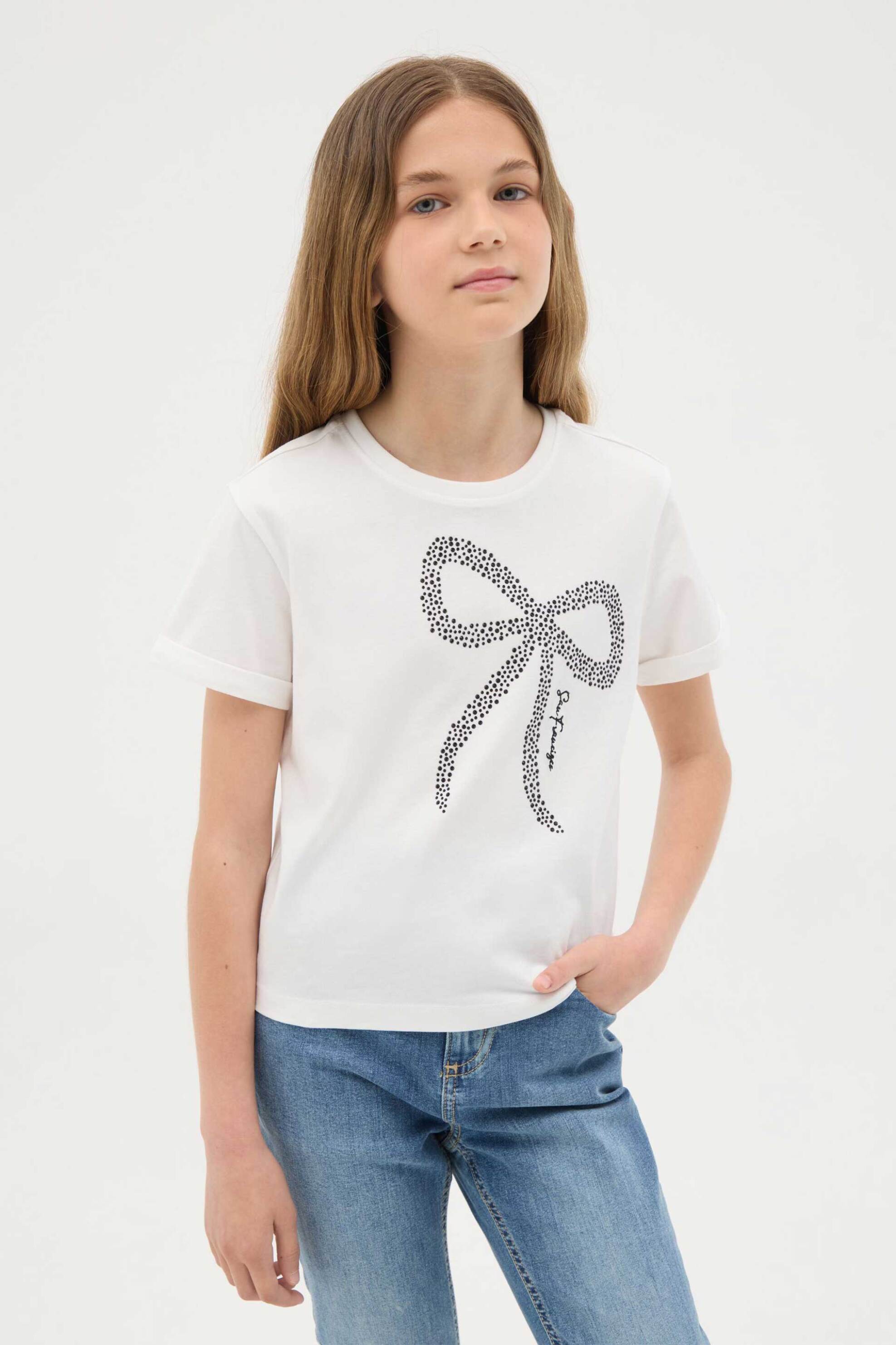 OVS παιδικό T-shirt με στρας print Oversized Fit - 002272560 Λευκό