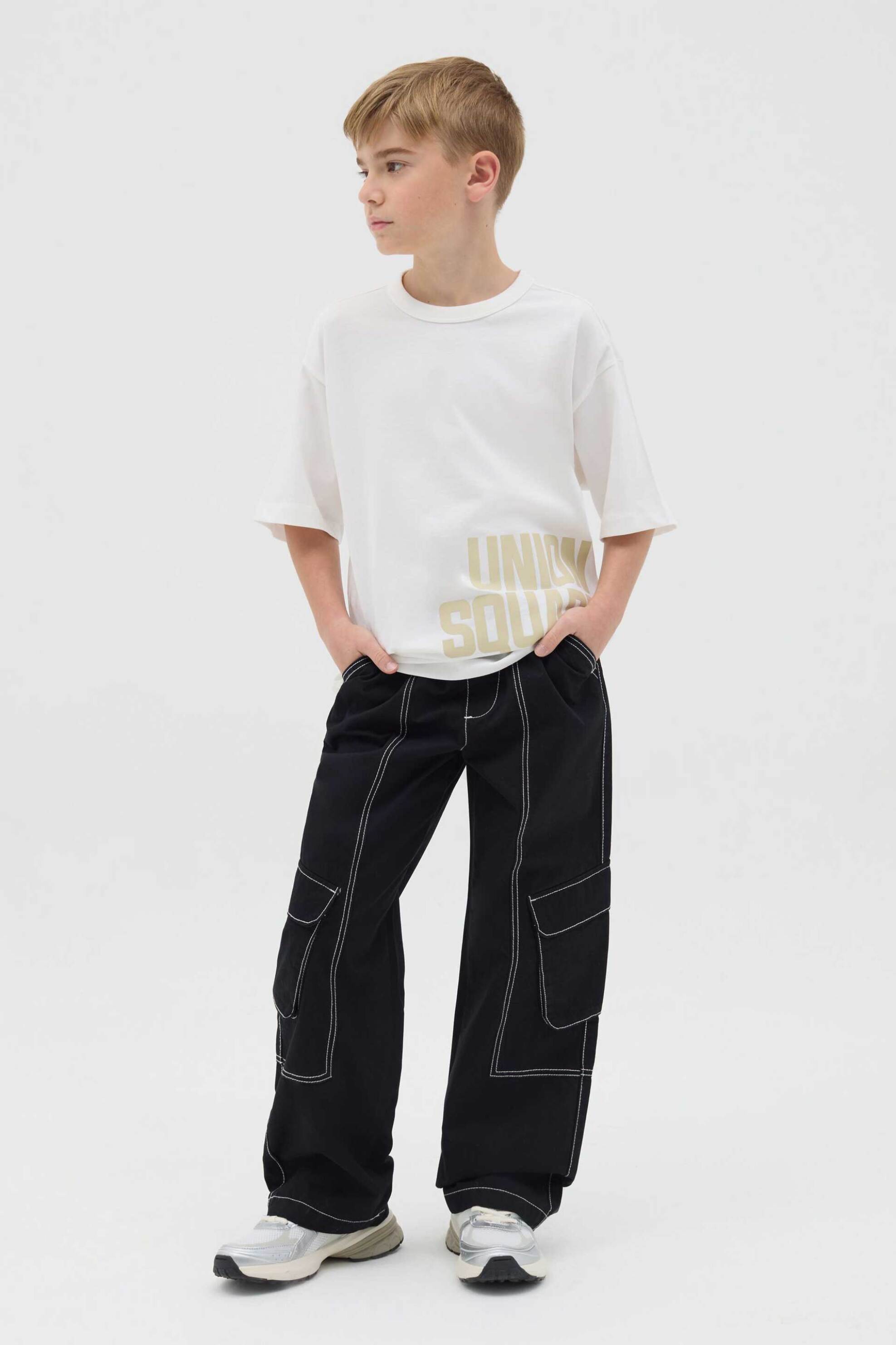 OVS KIDS OVS παιδικο denim παντελόνι με ελαστική μέση και τσέπες - 002262977 Μαύρο