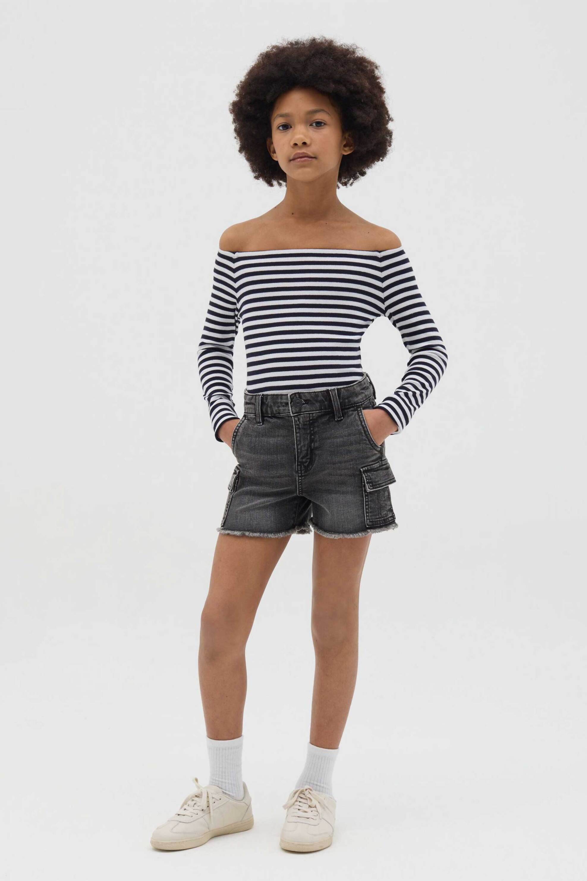 OVS παιδικό denim cargo σορτς Regular Fit - 002272495 Μαύρο