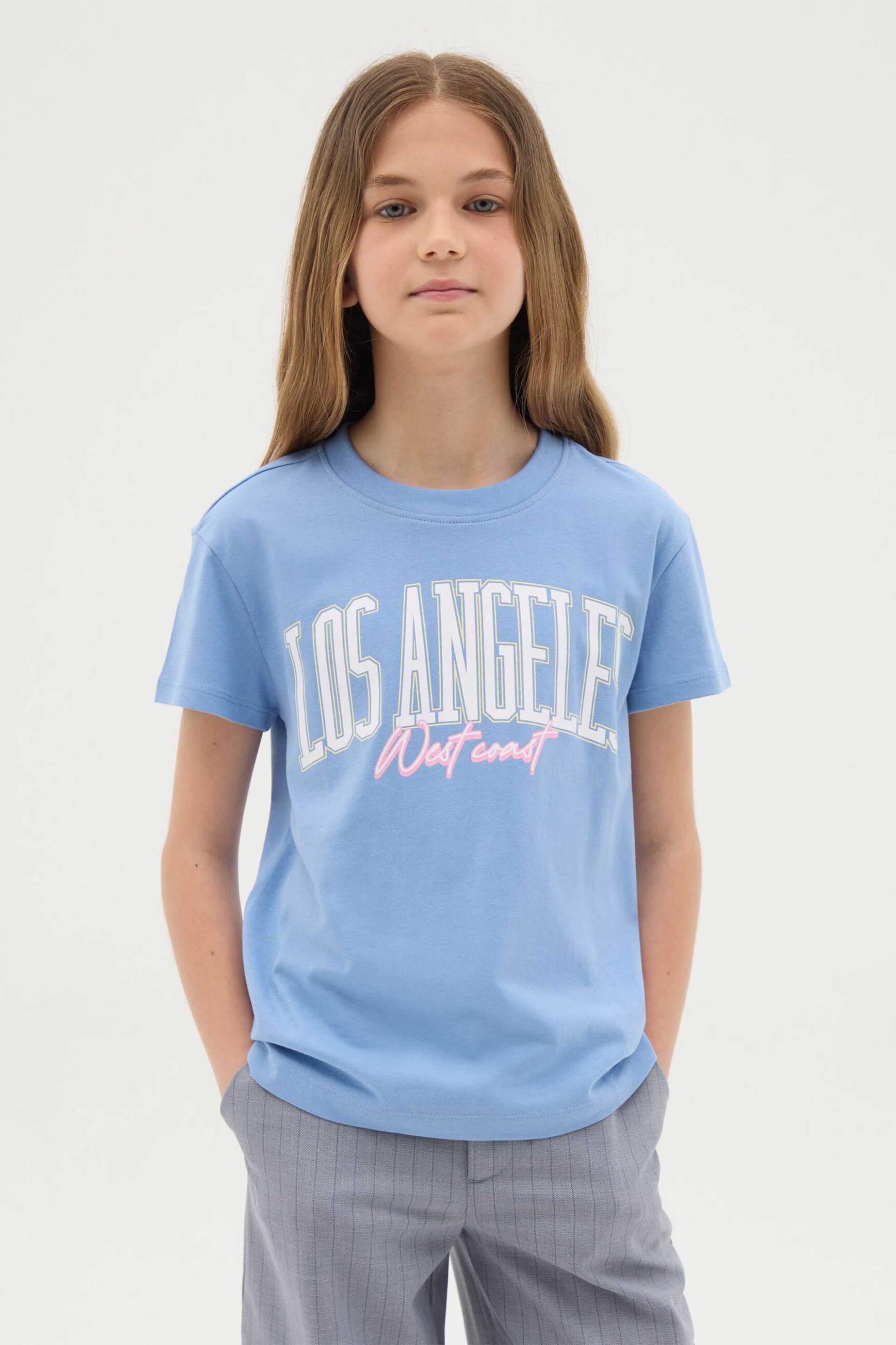 OVS παιδικό T-shirt με lettering print Regular Fit - 002267292 Γαλάζιο