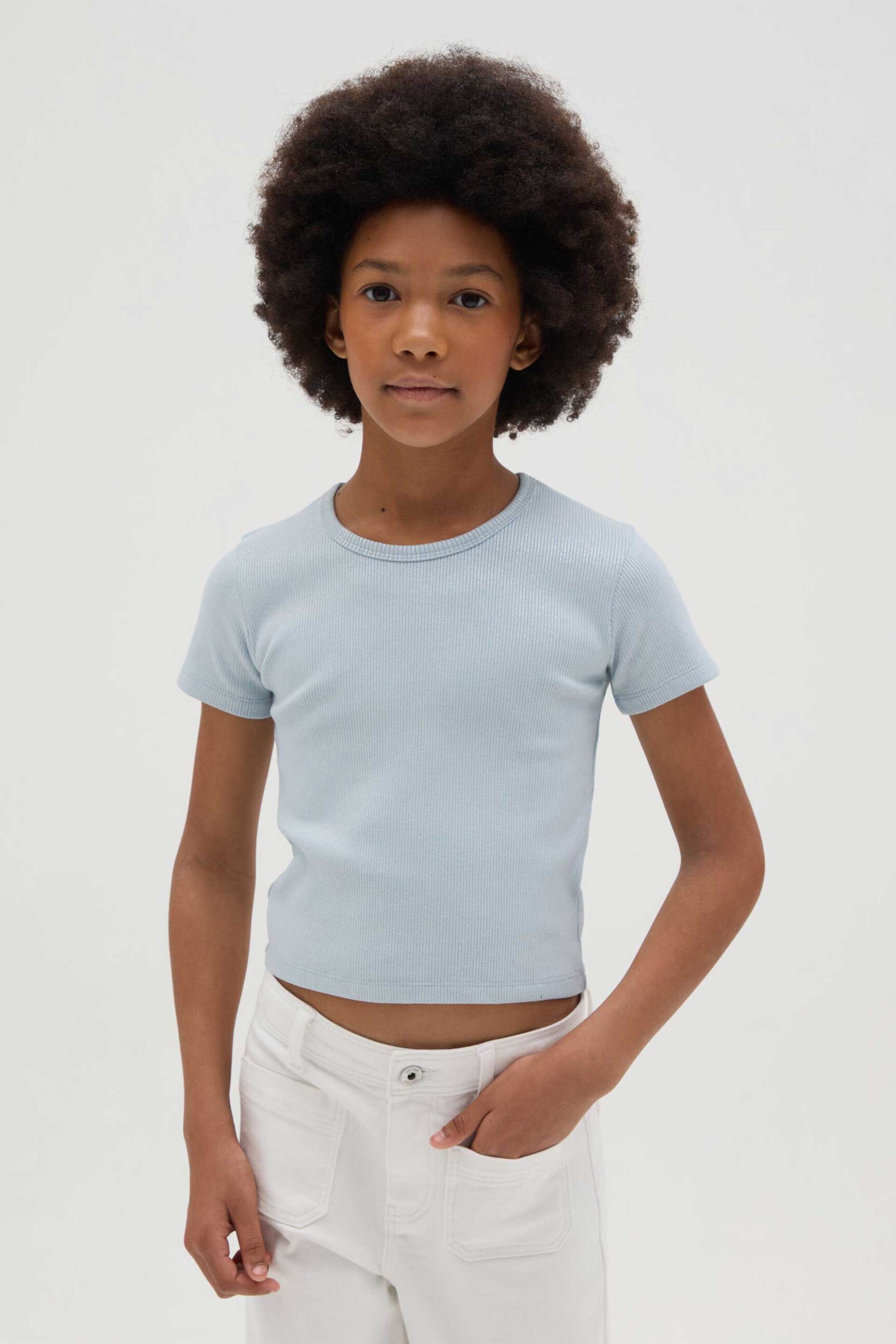 OVS παιδικό T-shirt μονόχρωμο Regular Fit - 002362515 Μπλε Ανοιχτό