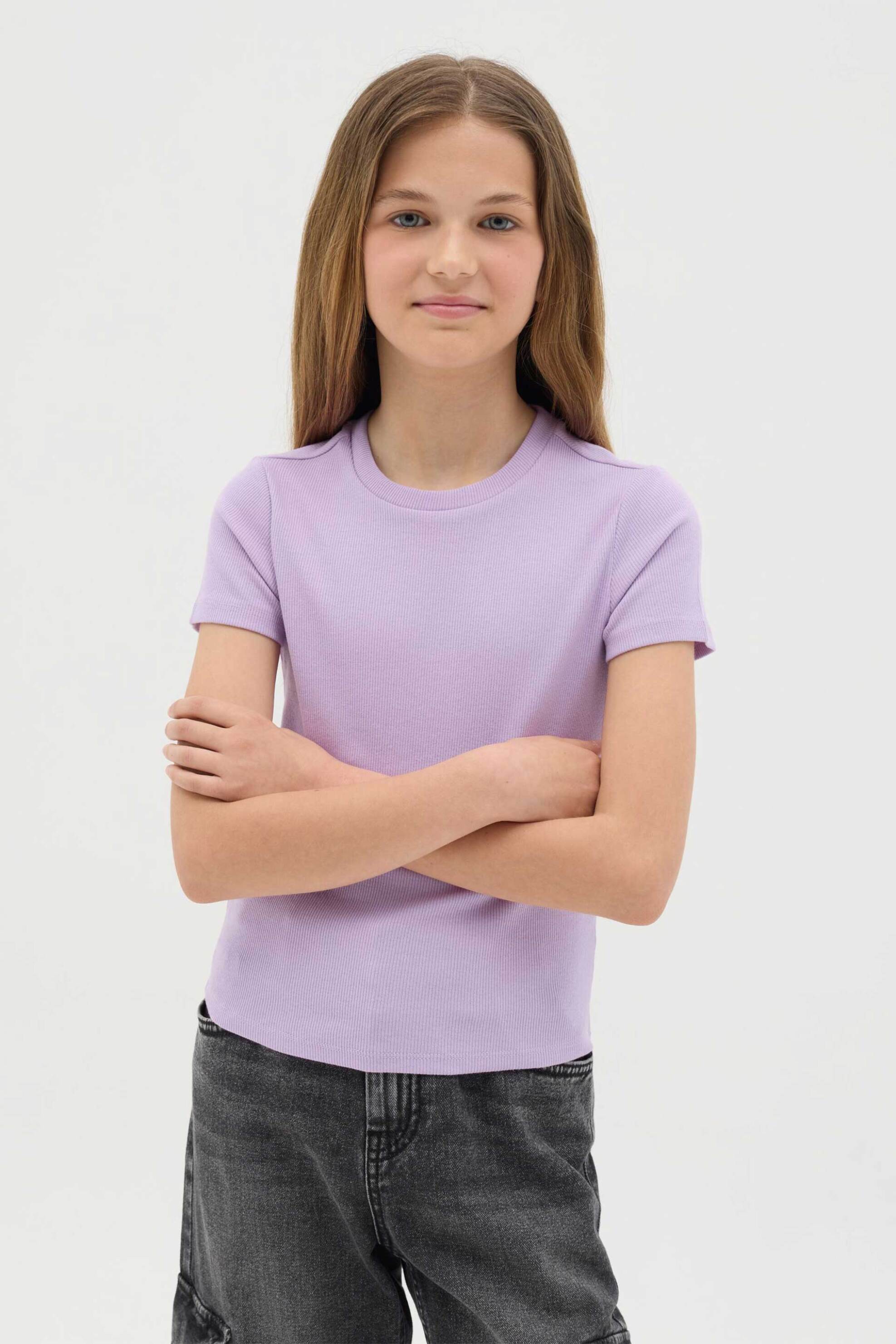 OVS παιδικό T-shirt μονόχρωμο Slim Fit - 002267262 Λιλά