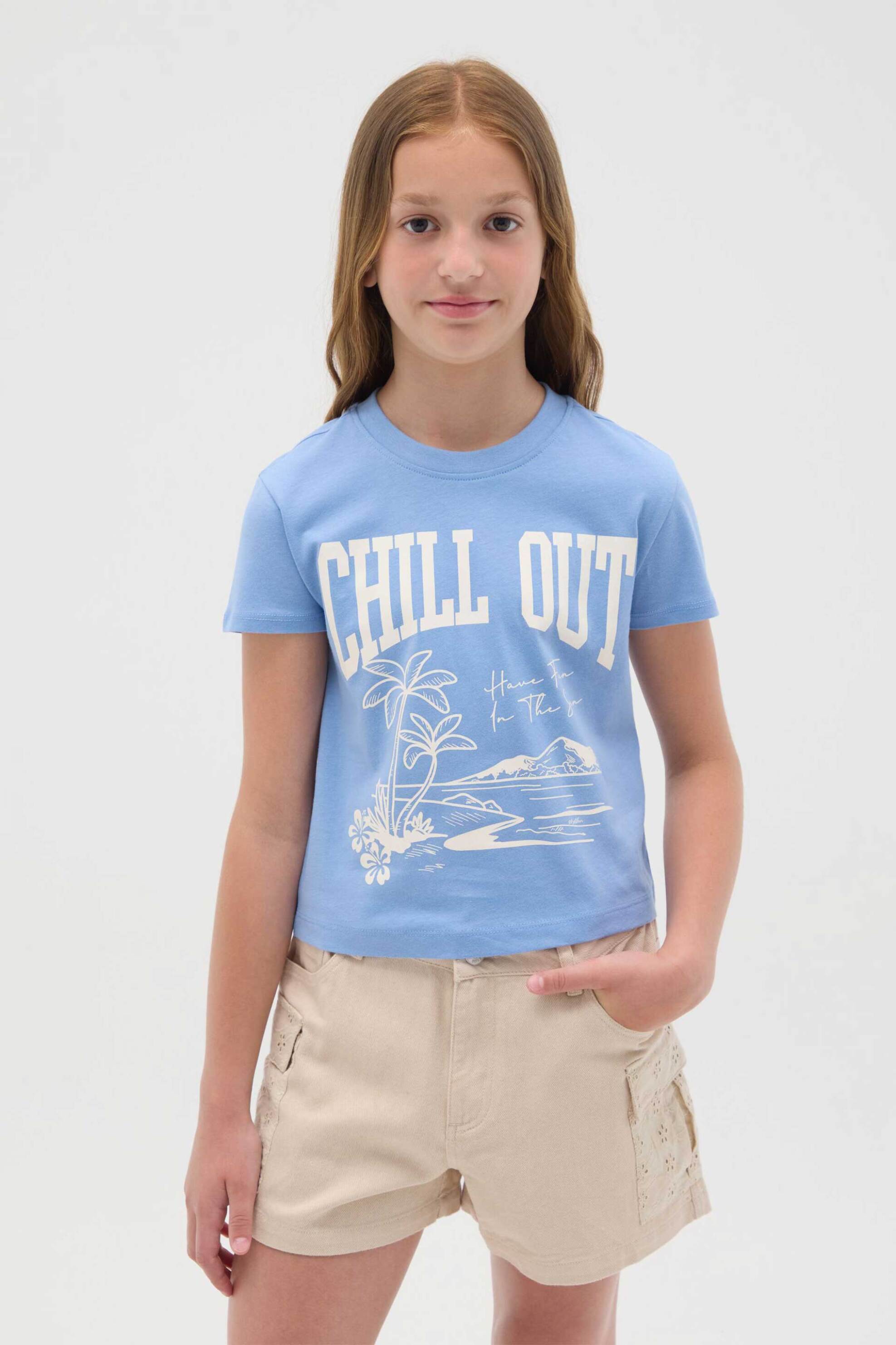OVS παιδικό T-shirt με print Regular Fit - 002362525 Γαλάζιο