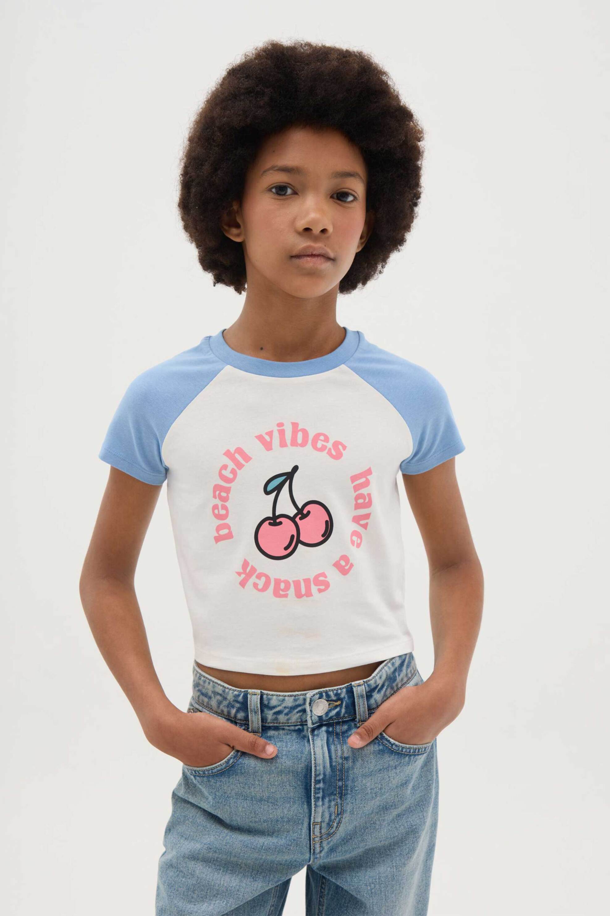 OVS παιδικό T-shirt με print Regular Fit - 002362605 Λευκό