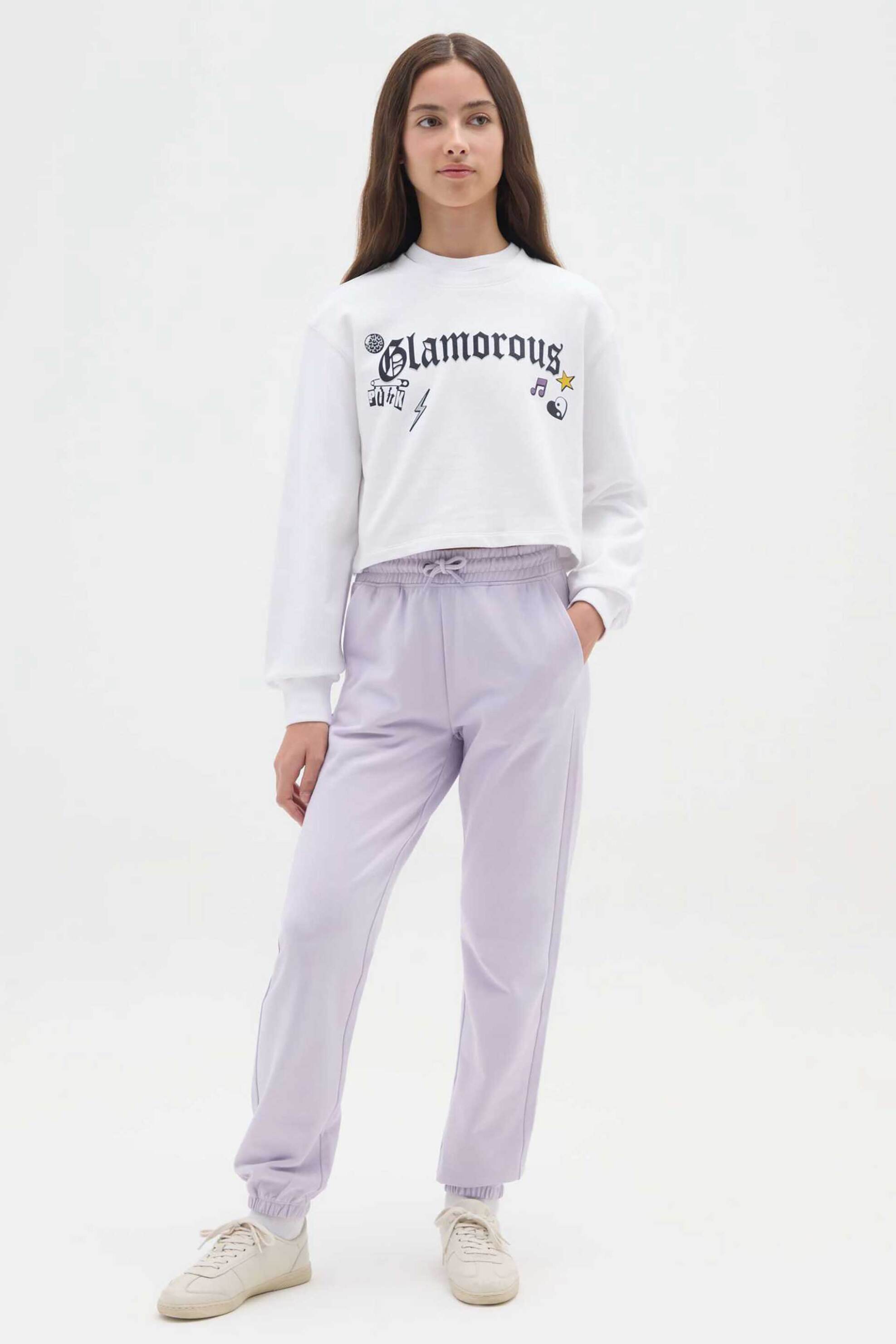 OVS παιδικό παντελόνι φόρμας με ελαστική μέση Regular Fit - 002443663 Λιλά