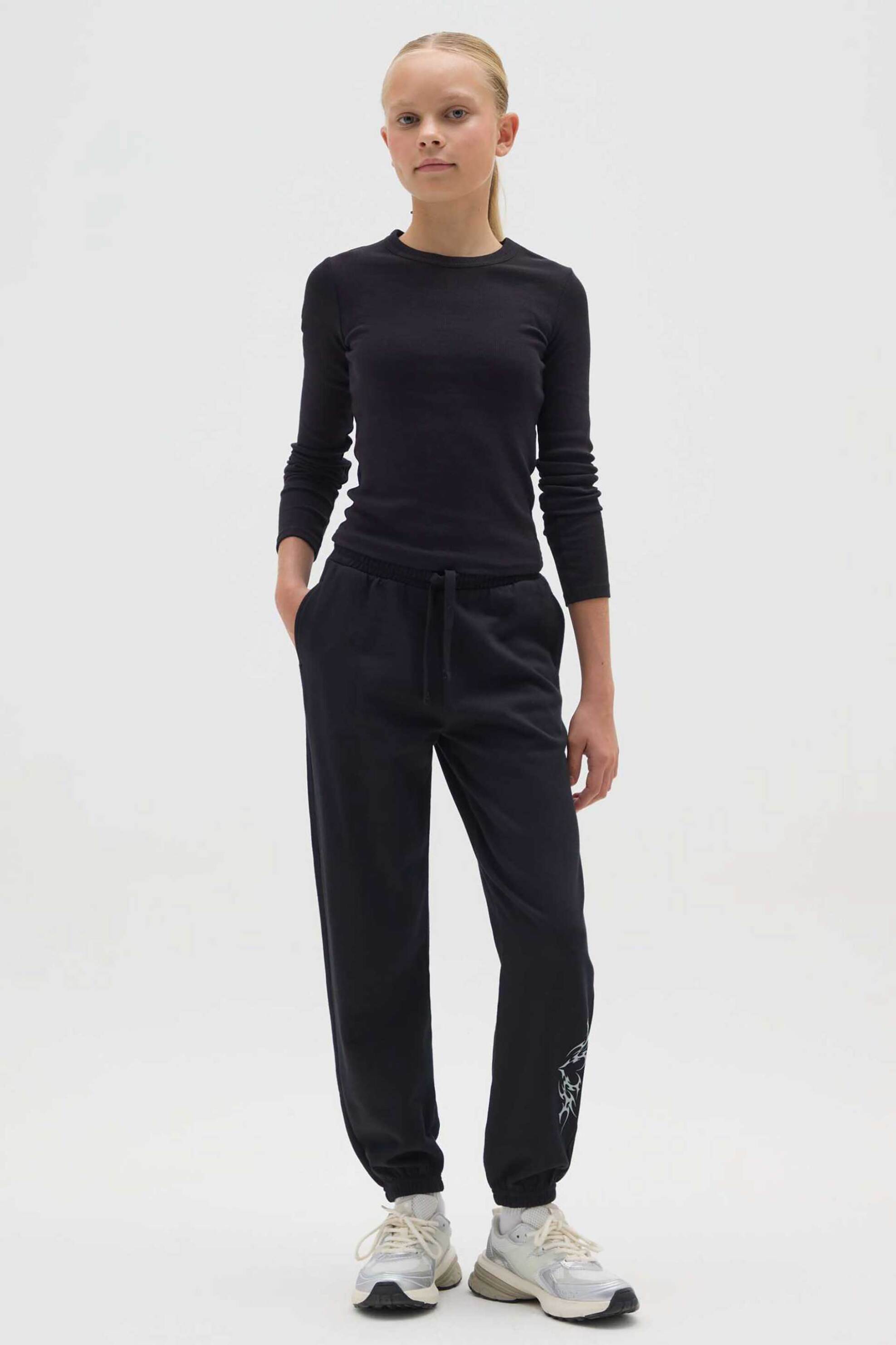 OVS παιδικό παντελόνι φόρμας με print και ελαστική μέση Regular Fit - 002458259 Μαύρο