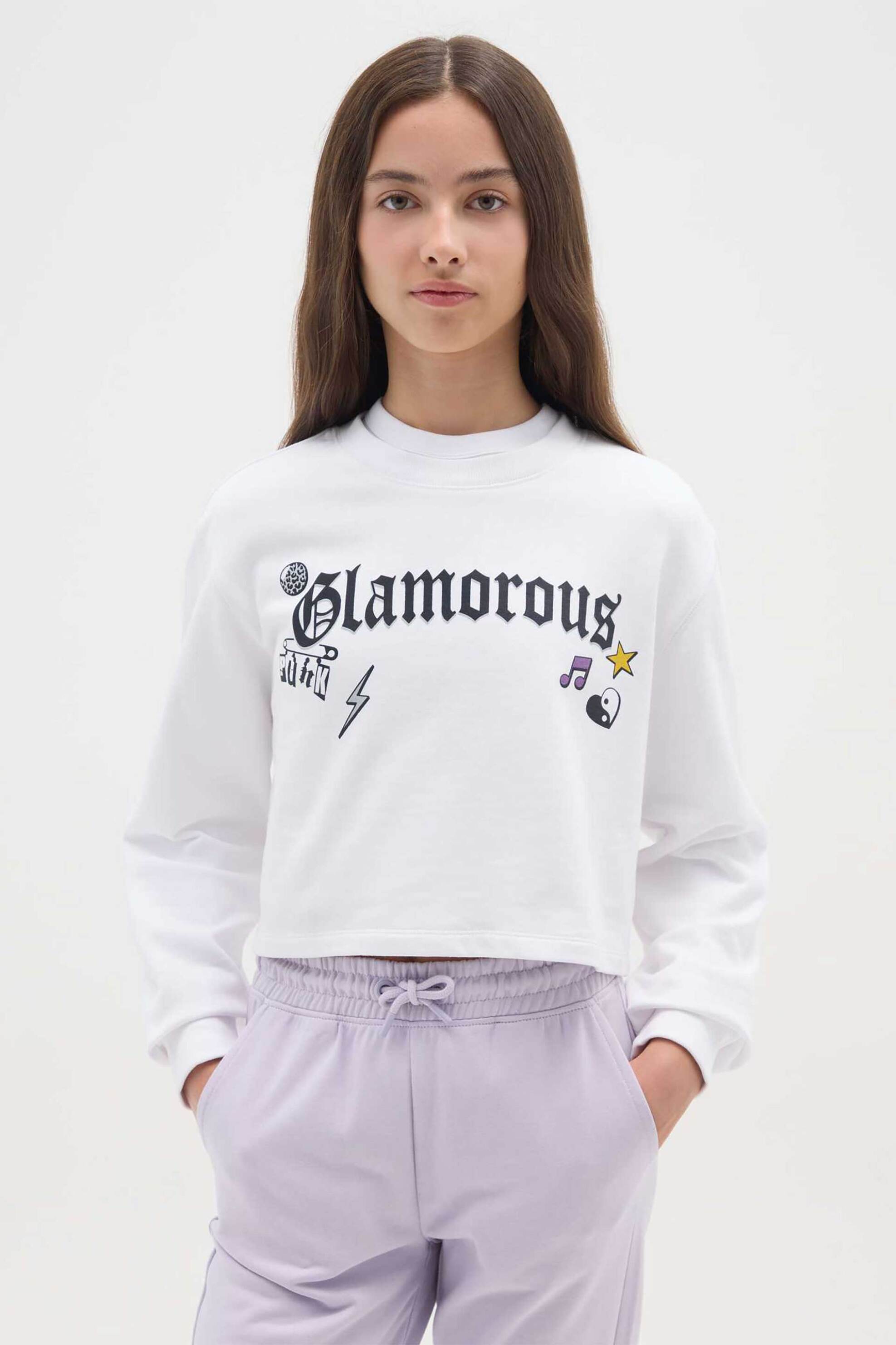 OVS παιδική μπλούζα φούτερ με print Regular Fit - 002458324 Λευκό