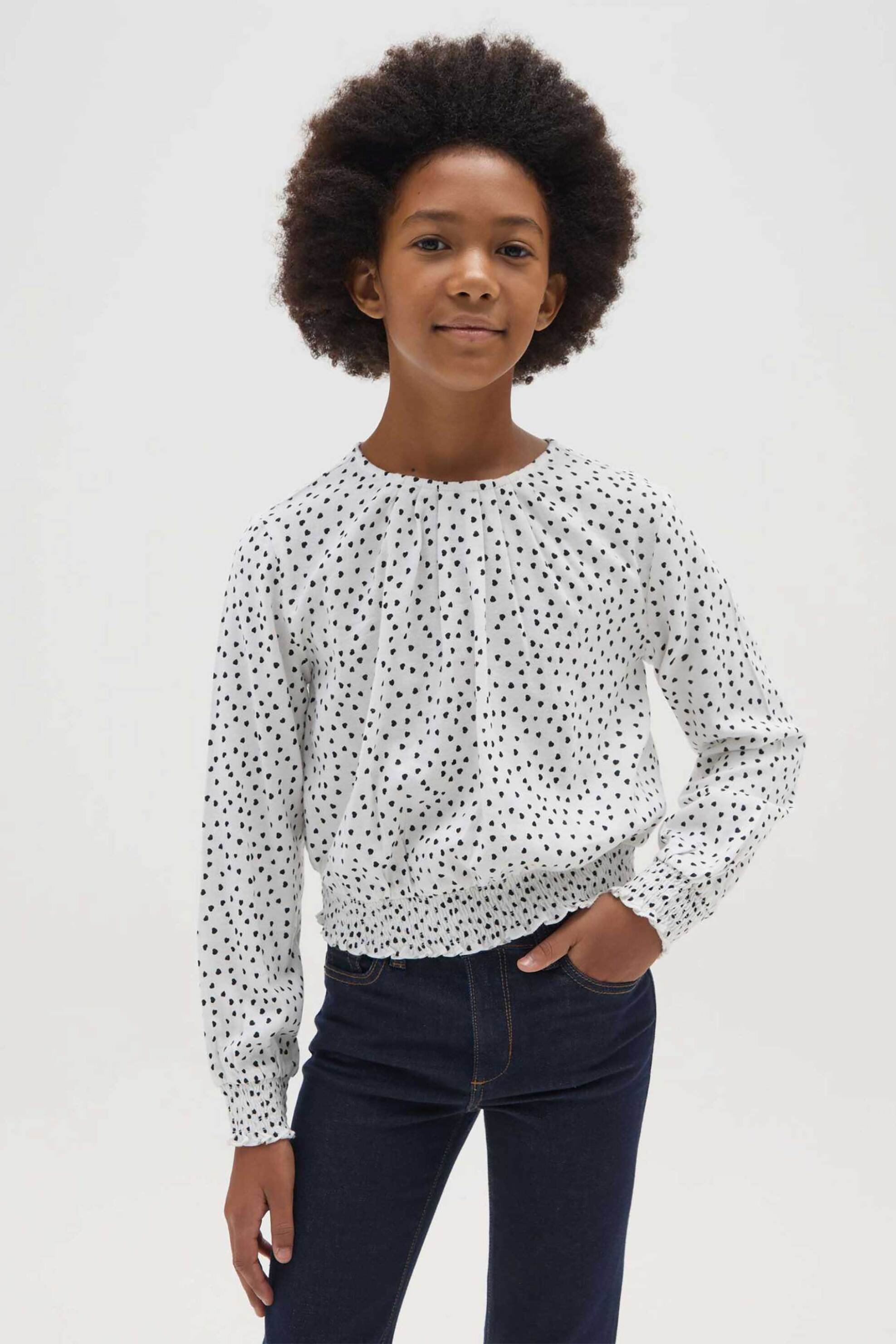 OVS παιδική μακρυμάνικη μπλούζα με πουά σχέδιο Regular Fit - 002473921 Λευκό