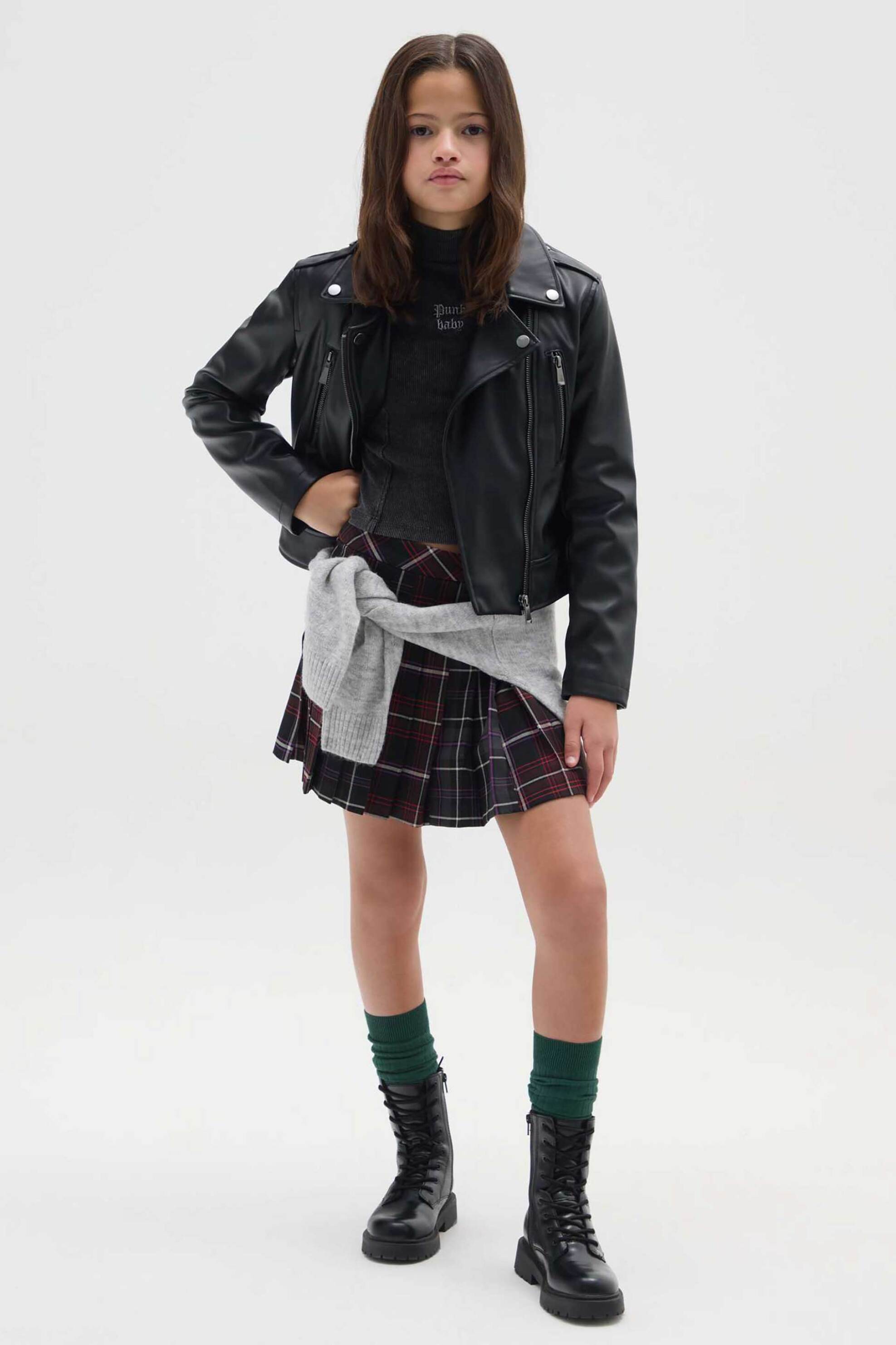 OVS παιδική φούστα με πιέτες και καρό σχέδιο - 002468019 Μαύρο - Κόκκινο