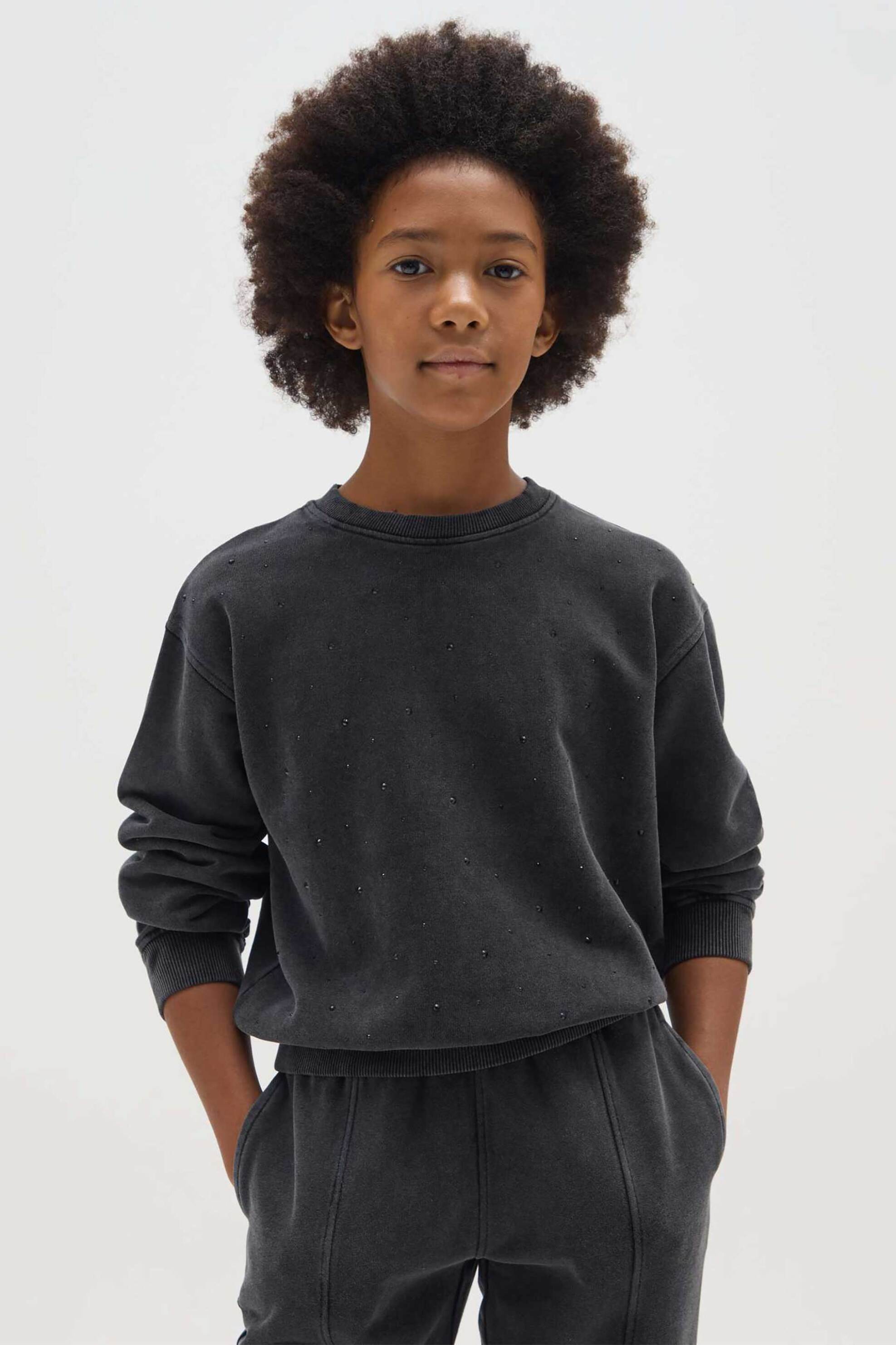 OVS παιδική μπλούζα φούτερ με στρας Regular Fit - 002468089 Γκρι