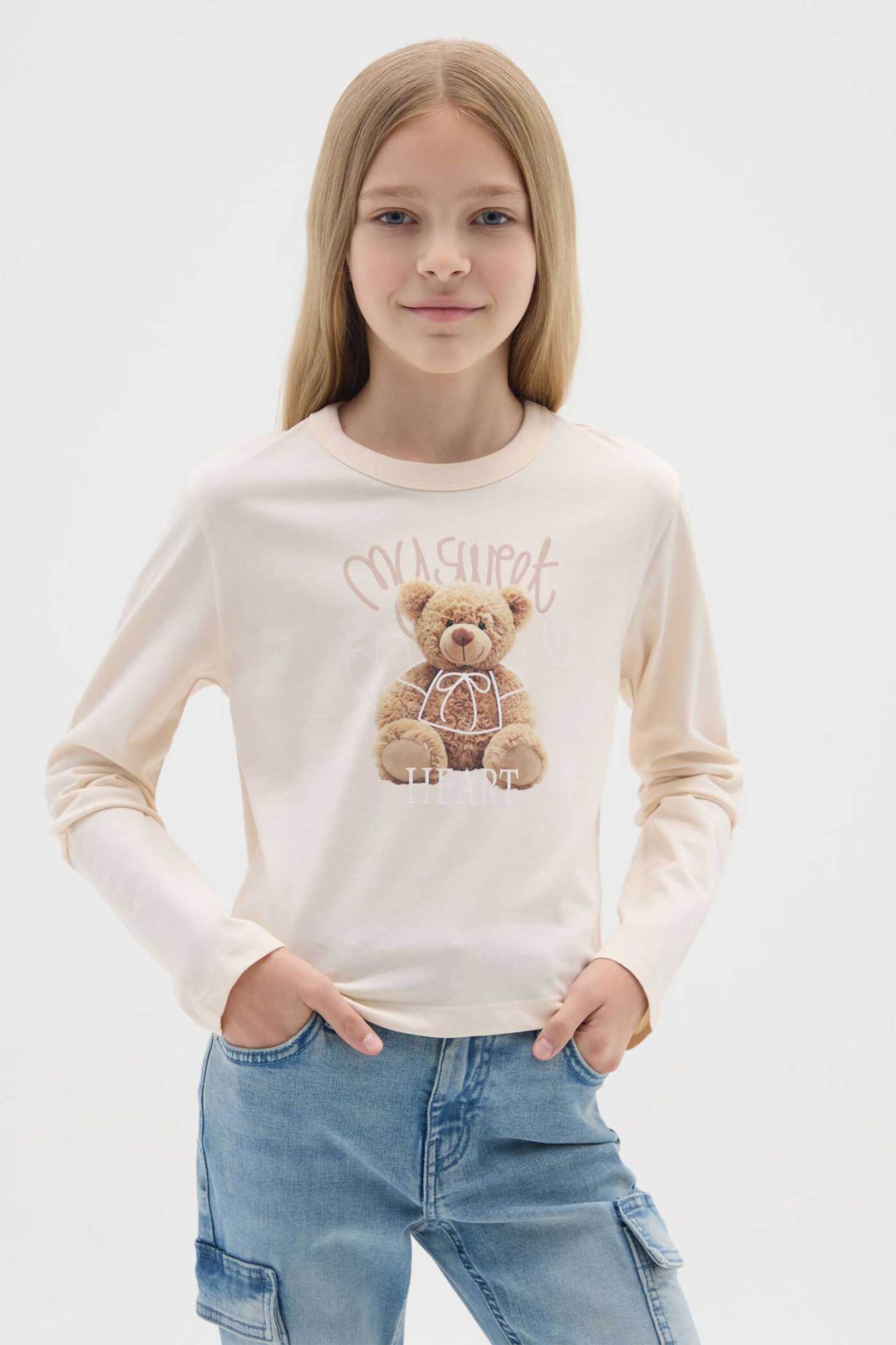 OVS παιδική μακρυμάνικη μπλούζα με print Regular Fit - 002468114 Ροζ